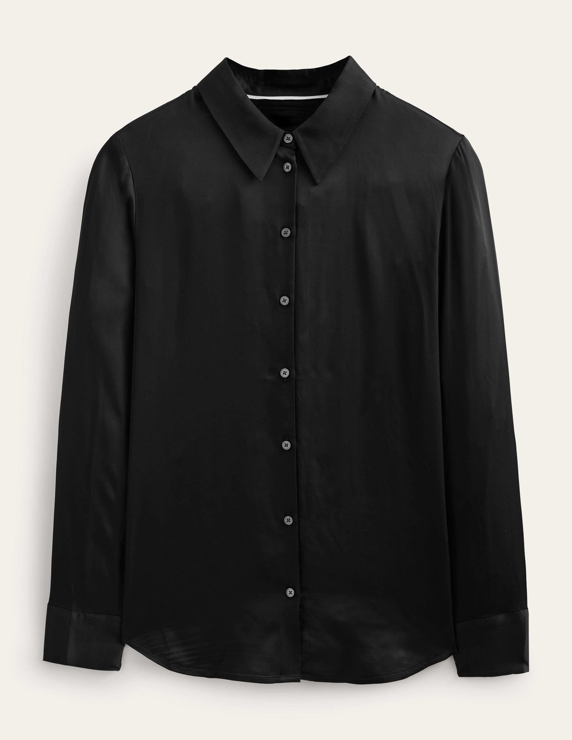 Relaxed Satin Shirt-Black - Image 5
