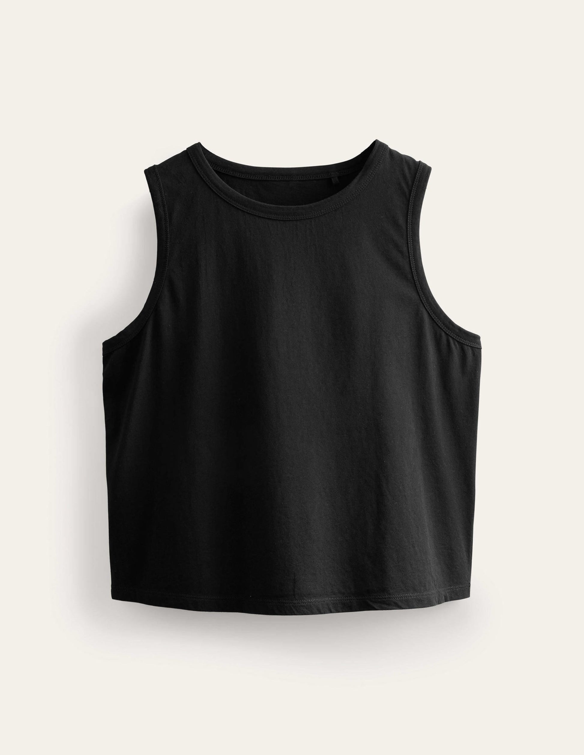 Pure Cotton Cropped Vest-Black-6