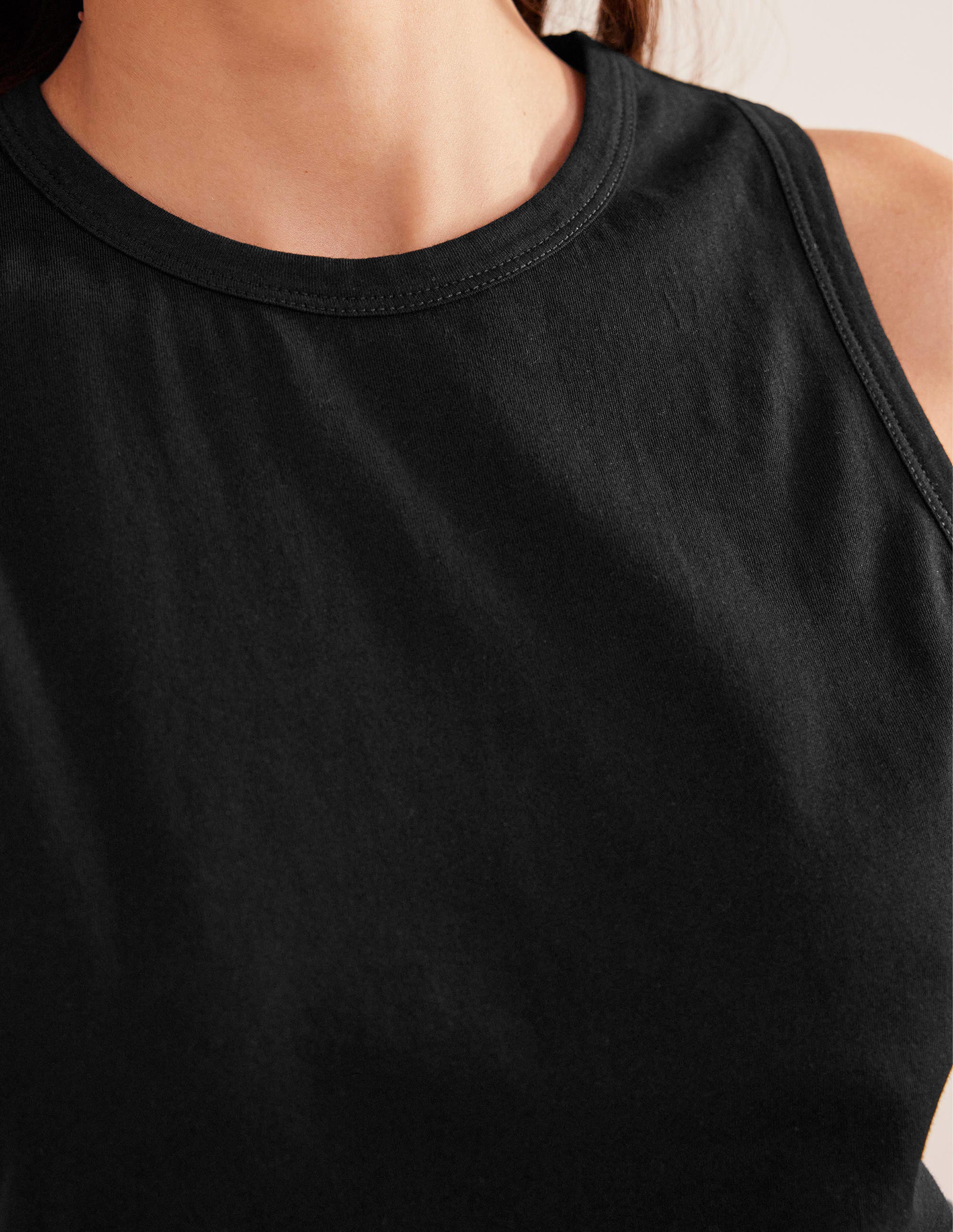 Pure Cotton Cropped Vest-Black - Image 2