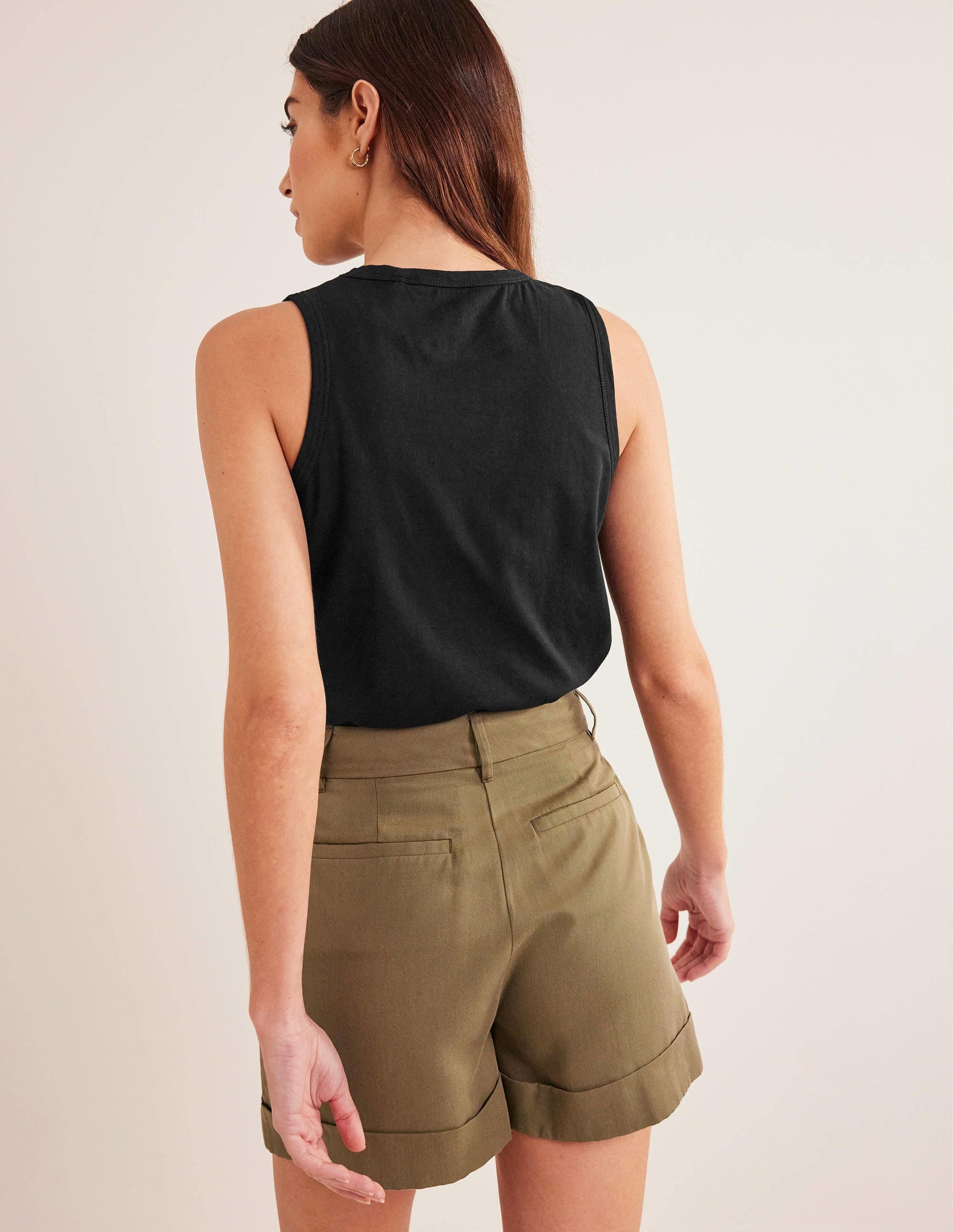 Pure Cotton Cropped Vest-Black-3