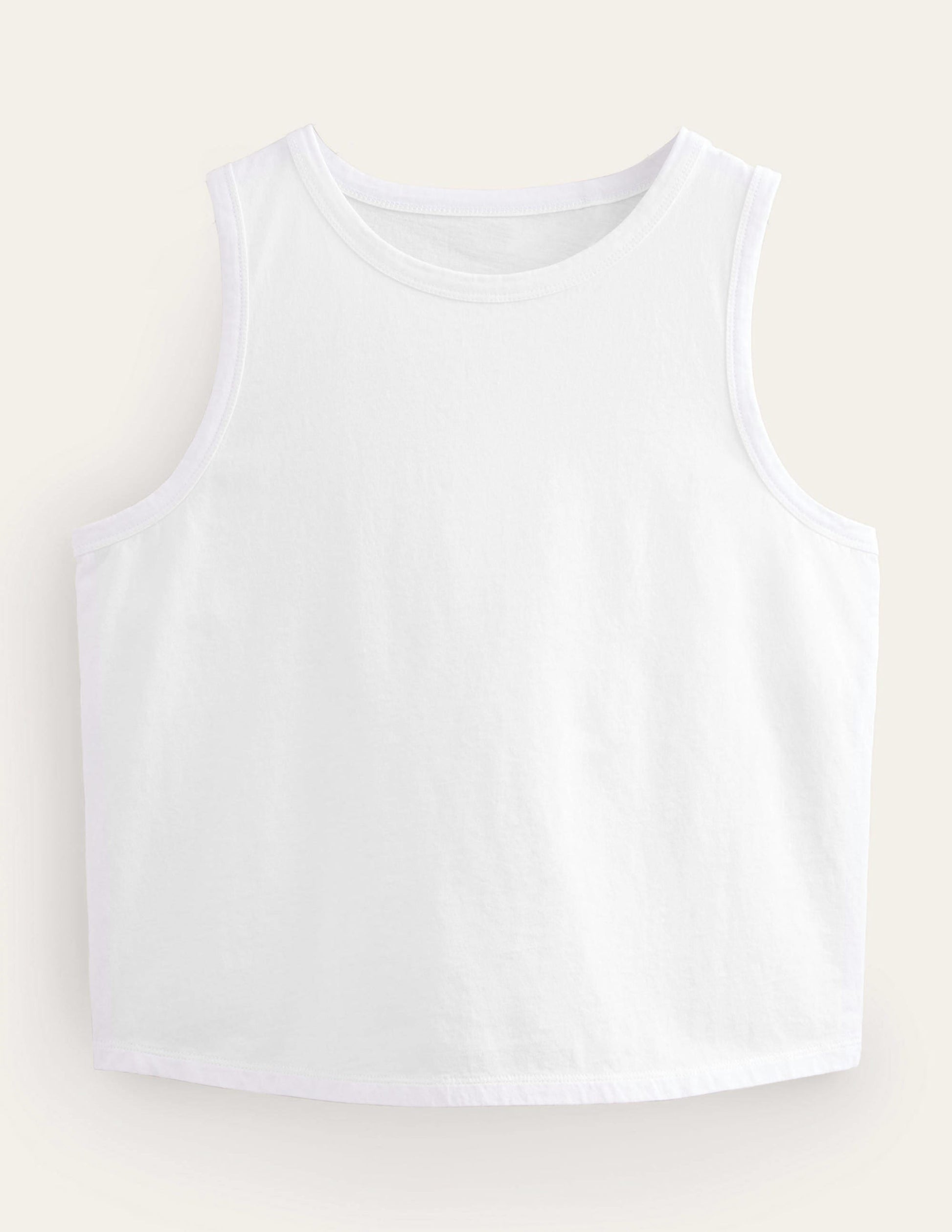 Pure Cotton Cropped Vest-White-5