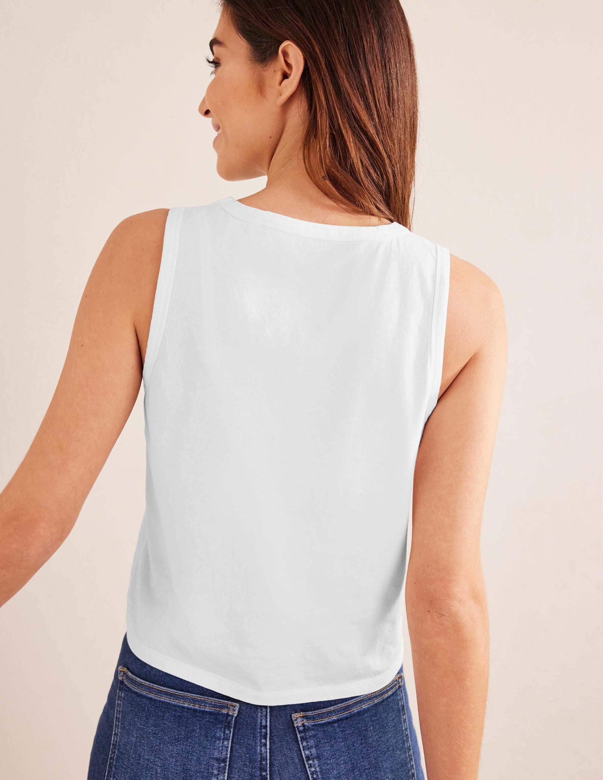 Pure Cotton Cropped Vest-White - Image 3