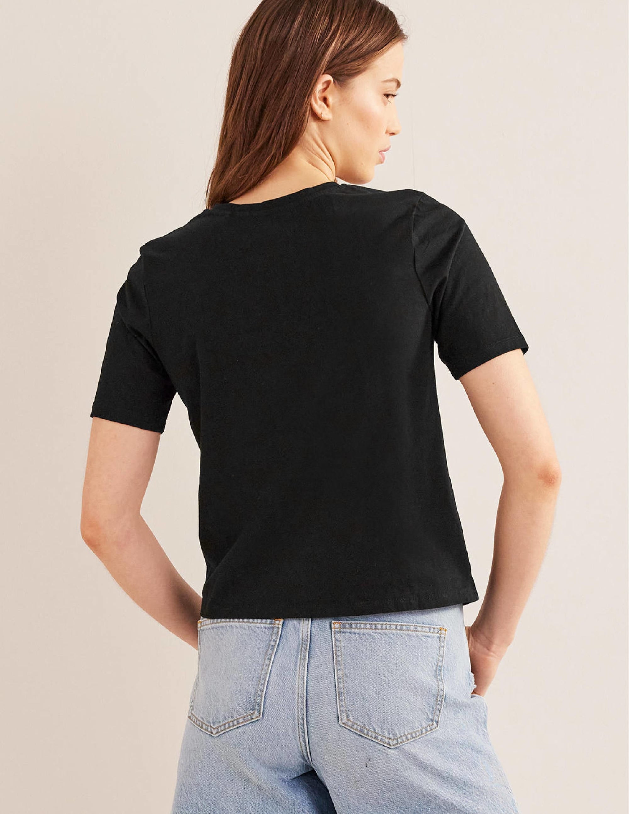 Pure Cotton Crew Neck T-shirt-Black - Image 3