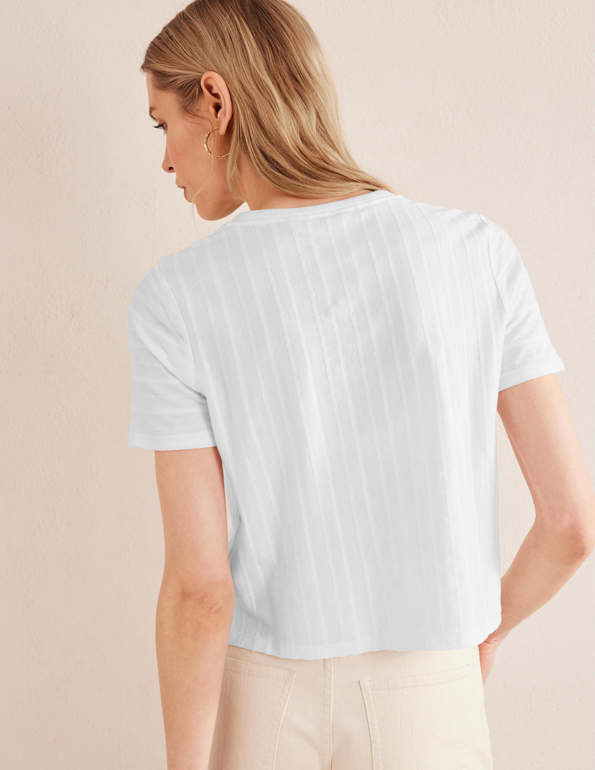 Textured Jersey T-Shirt-White - Image 3
