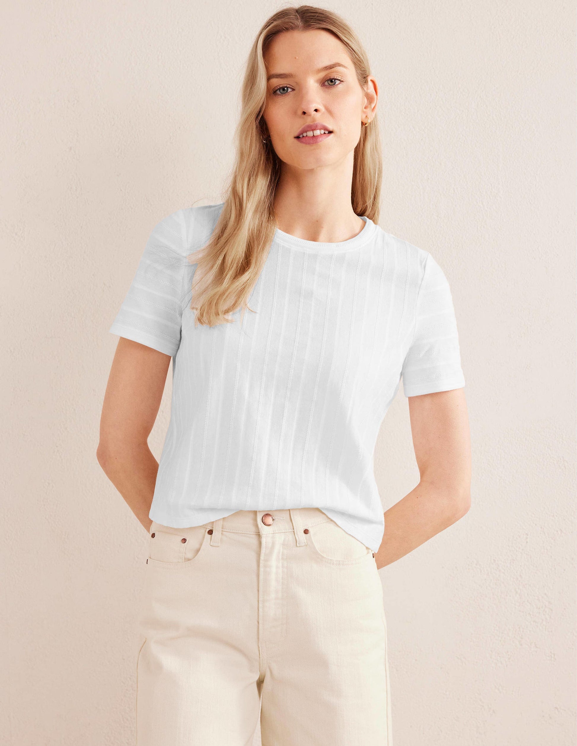 Textured Jersey T-Shirt-White-4