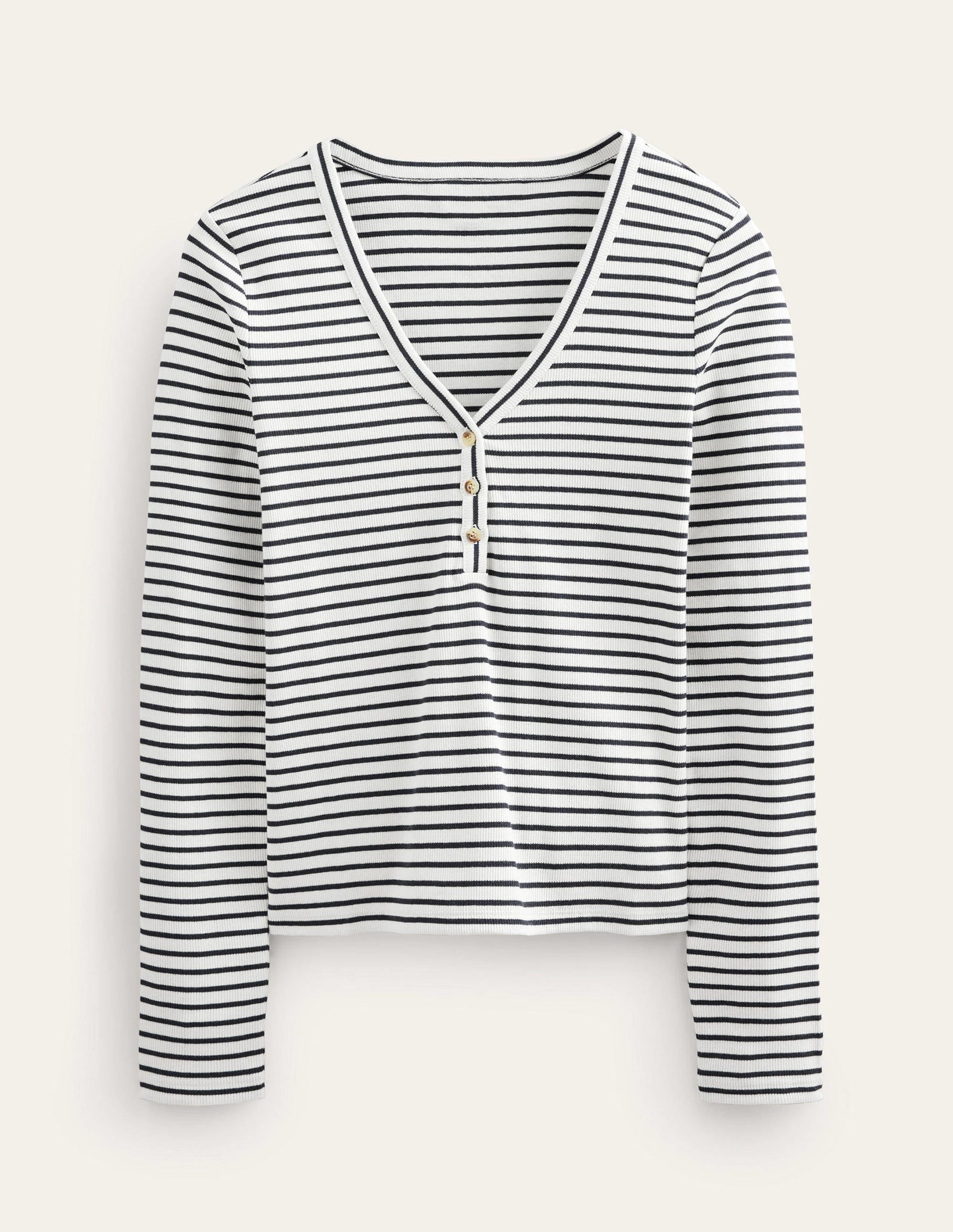 Stripe Ribbed Fitted Henley-Ivory/Navy Stripe-5