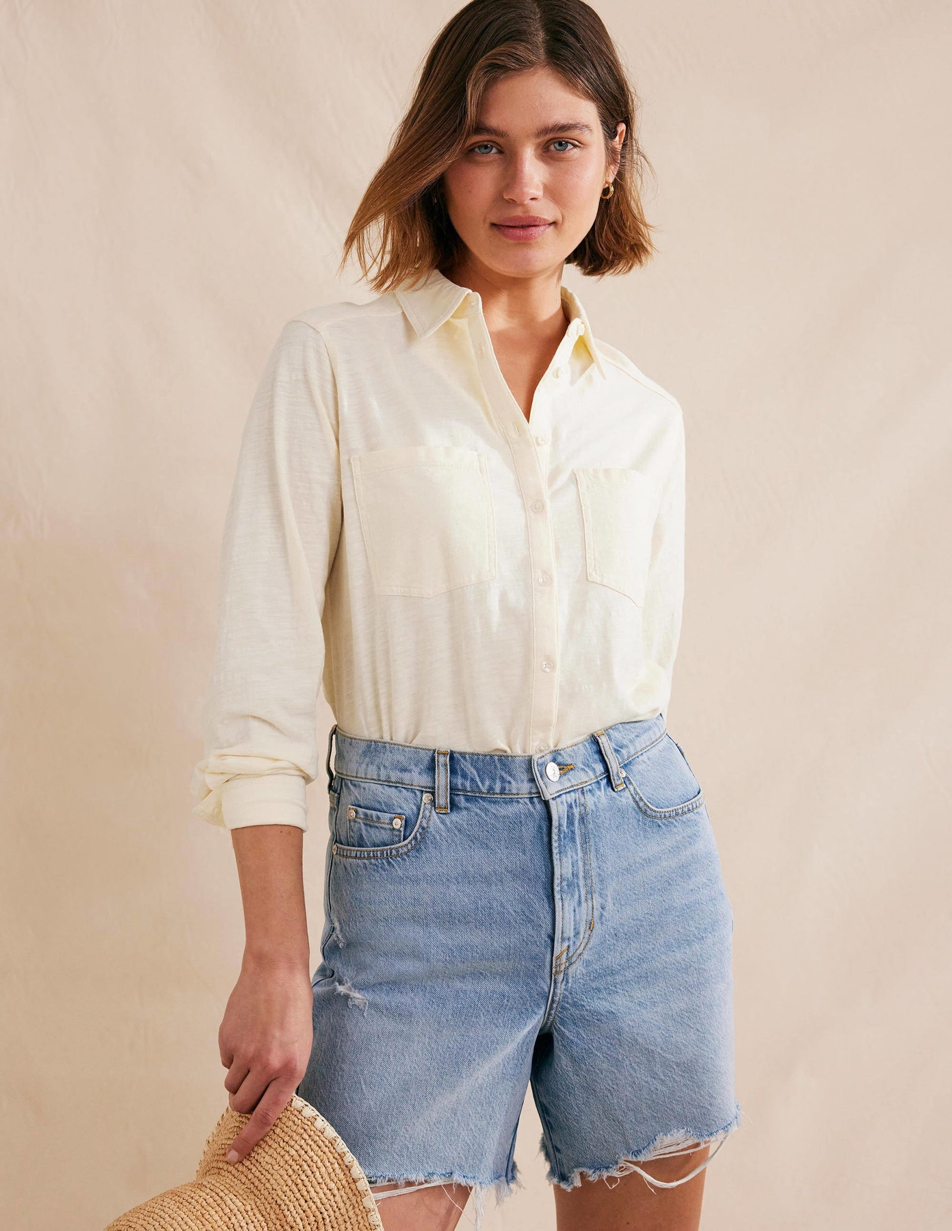 Cotton Jersey Shirt-Dorset Cream-4