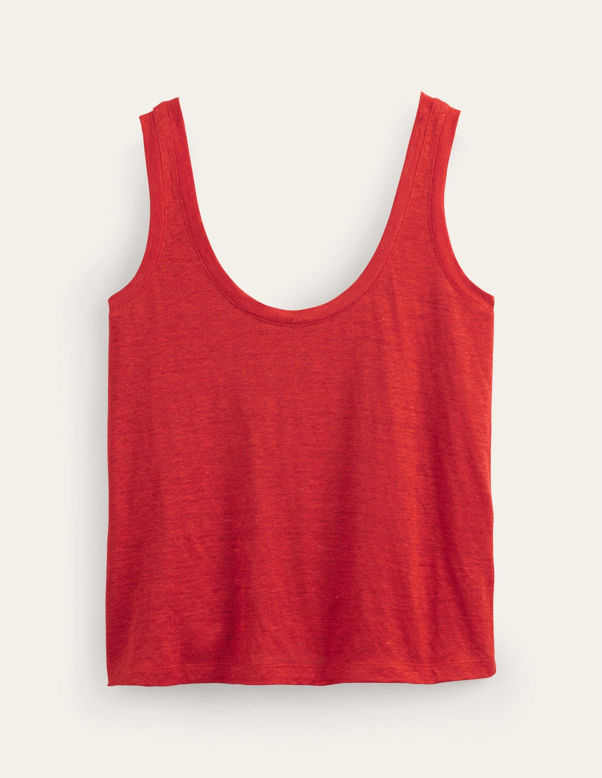 Scoop Neck Linen Tank Top-Tomato-7