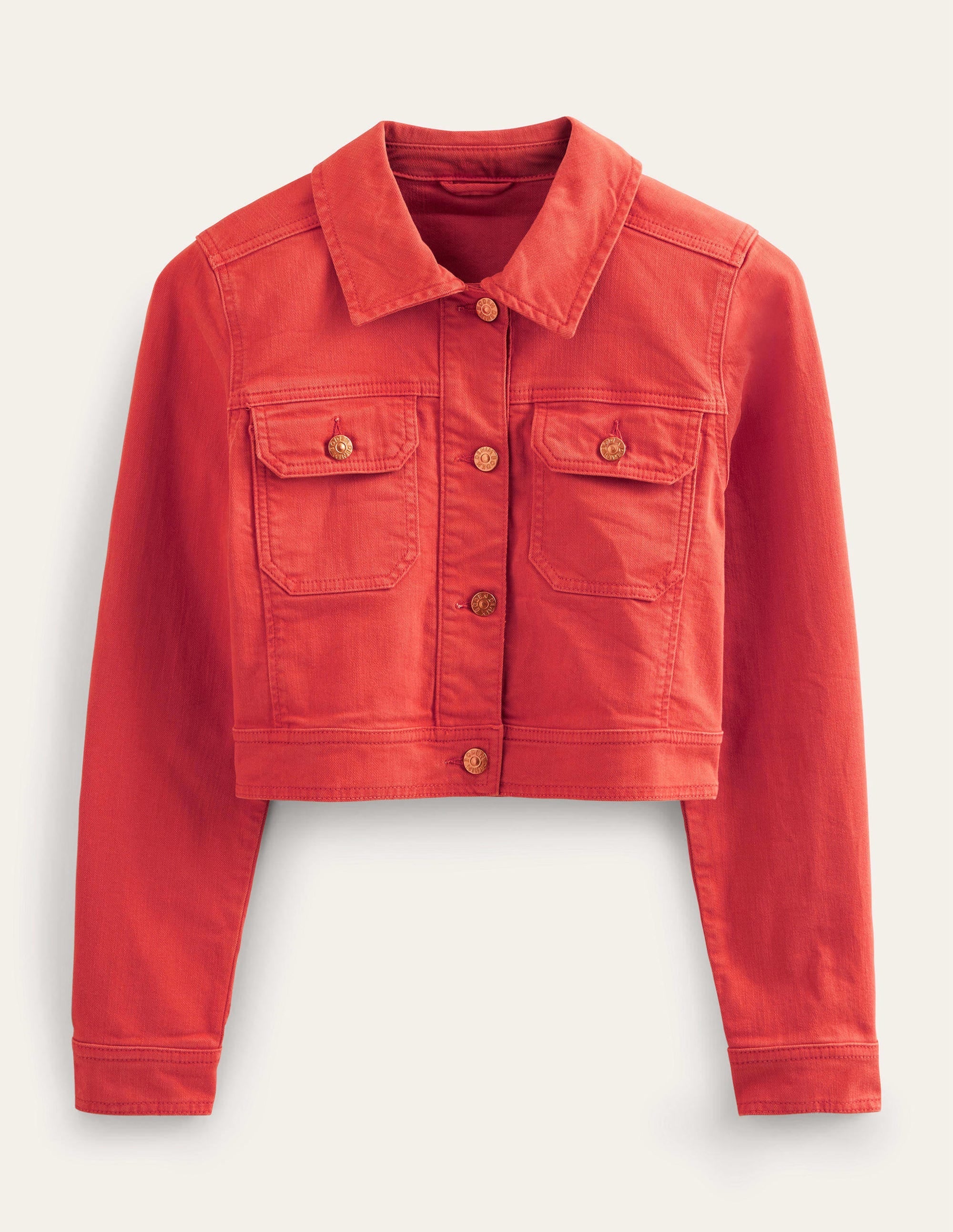 Cropped Casual Cotton Jacket-Tomato - Image 5