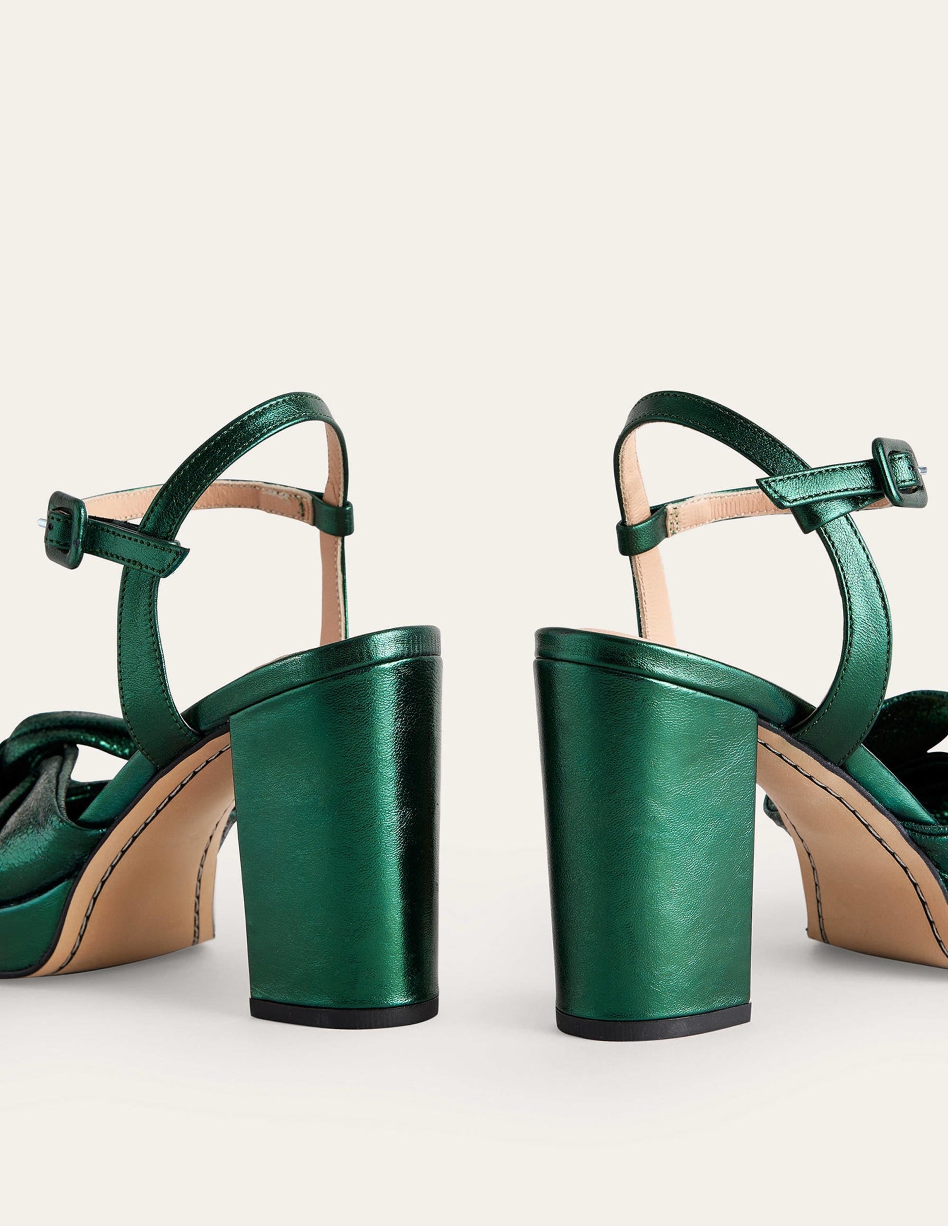 Twist-Front Heeled Platforms-Winter Green Metallic Leather-3