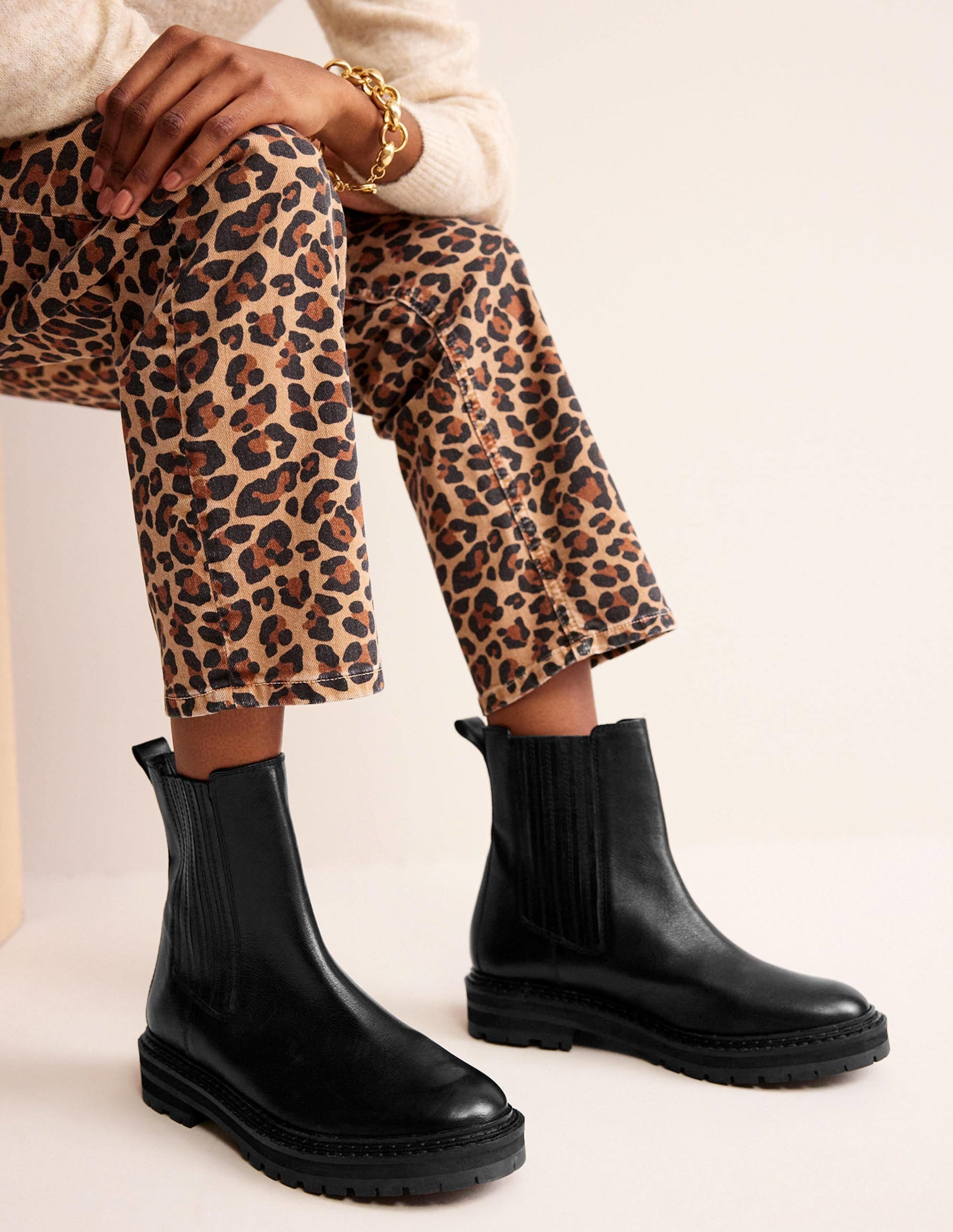 Sadie Chunky Chelsea Boot-Black Calf Leather-1