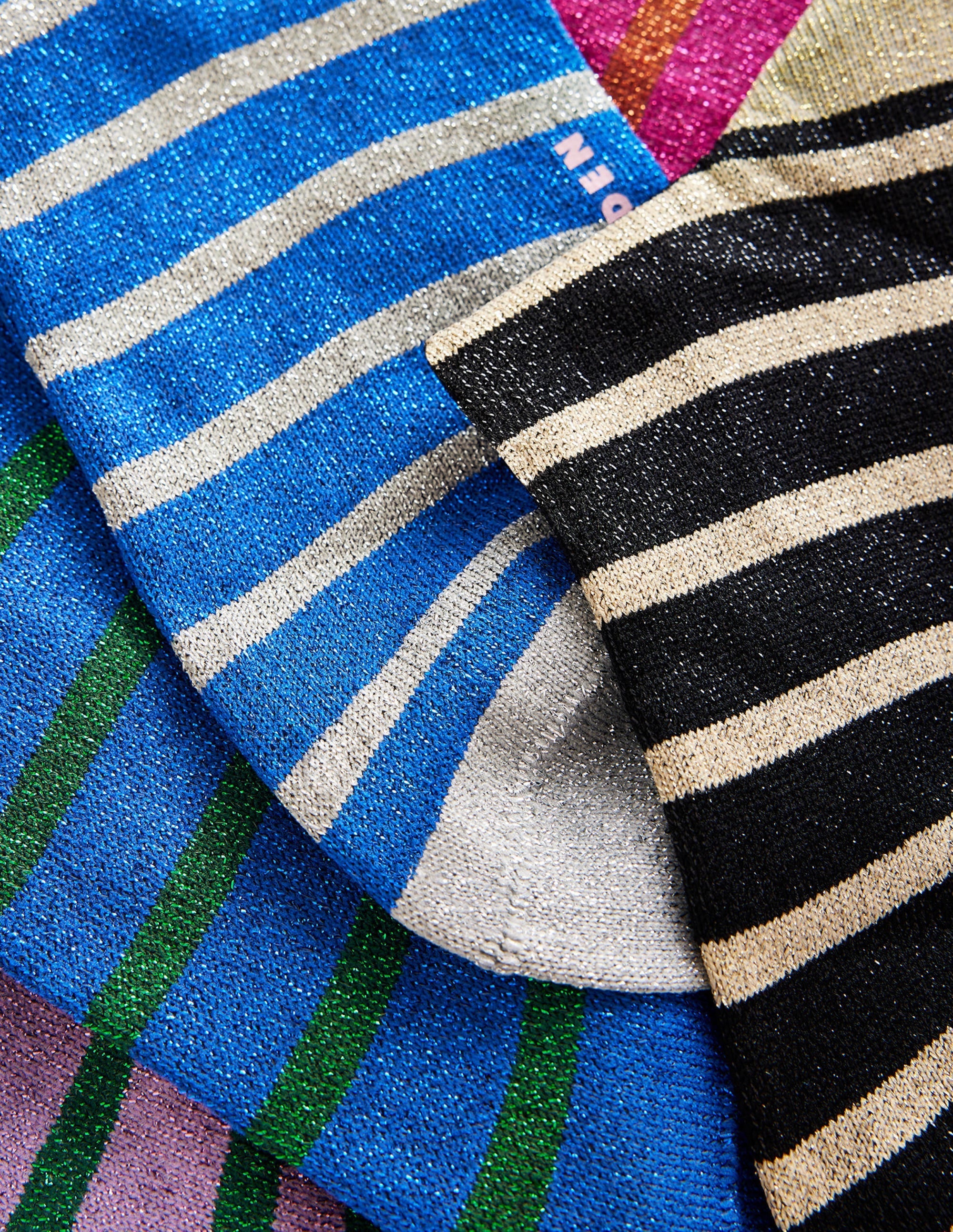 5-Pack Sparkle Ankle Socks-Metallic Stripe - Image 2