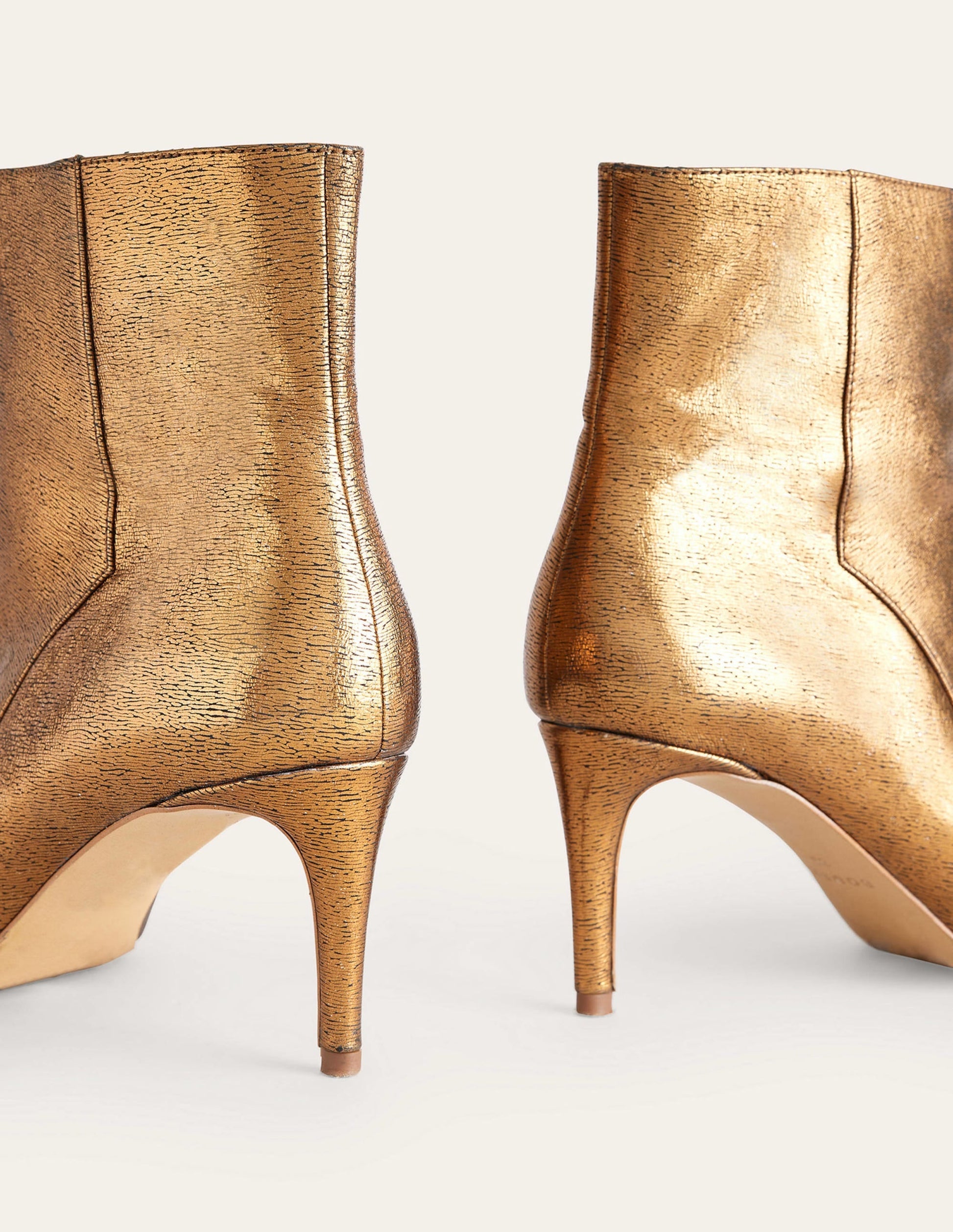 Pointed-Toe Ankle Boots-Gold Metallic Leather-5
