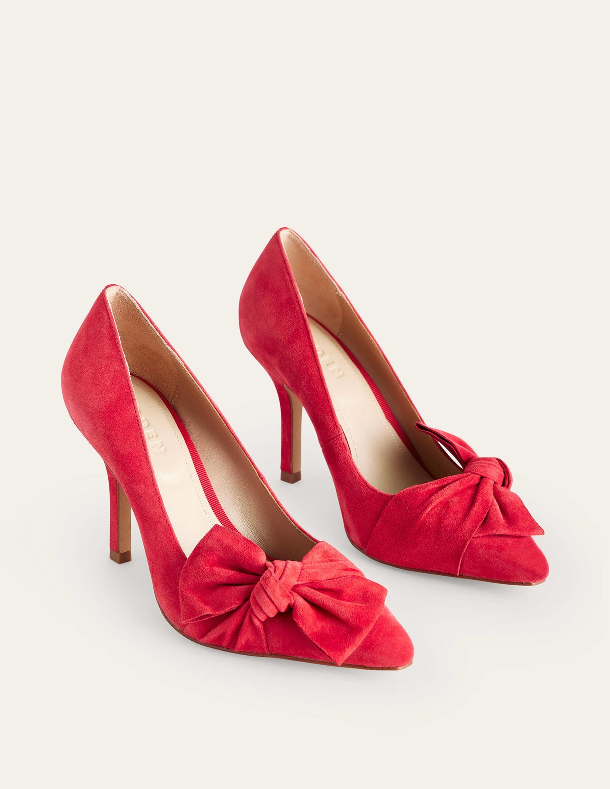 Suede-Bow Heeled Courts-Red Suede-3