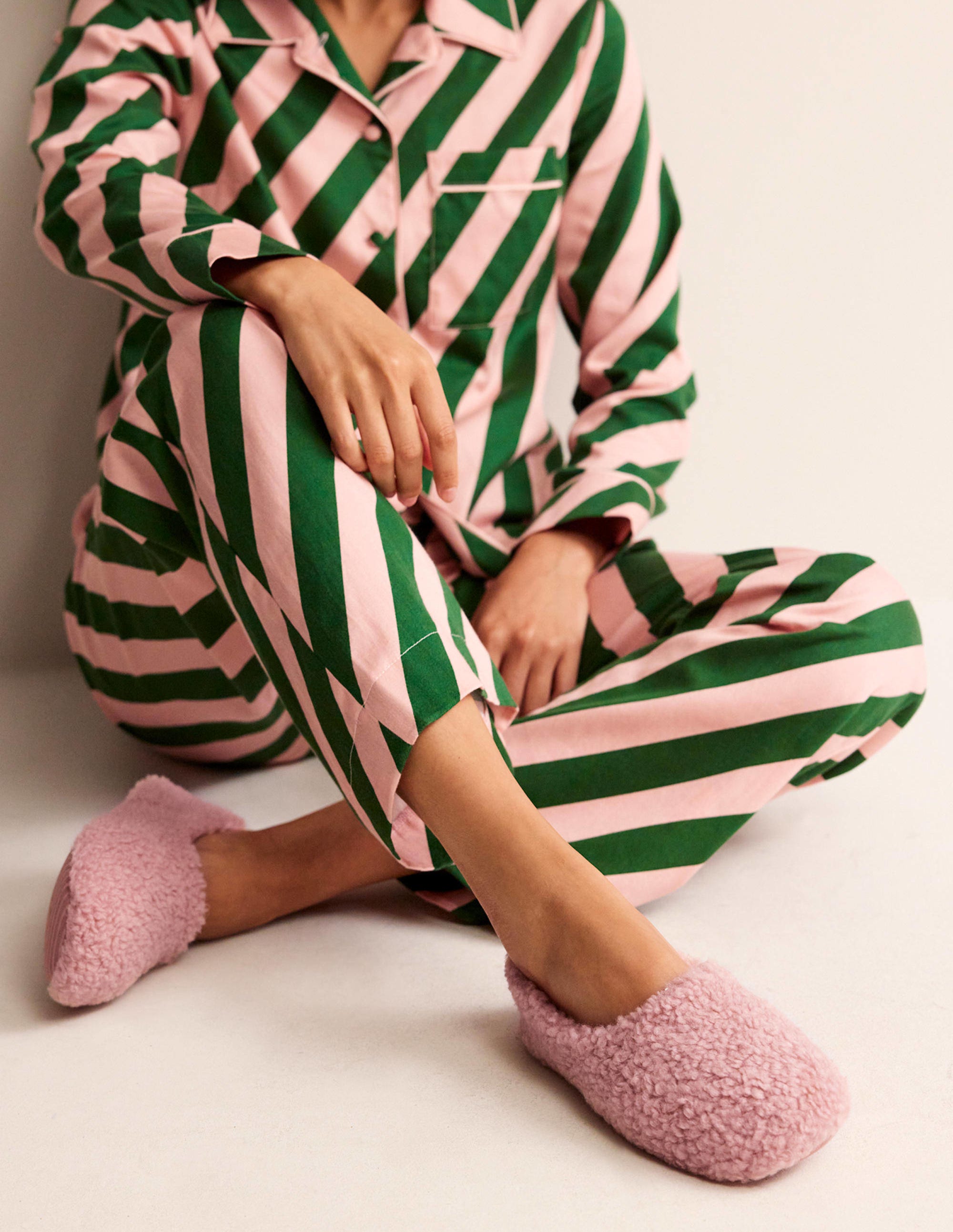 Borg Ballerina Slippers-Pink - Image 1
