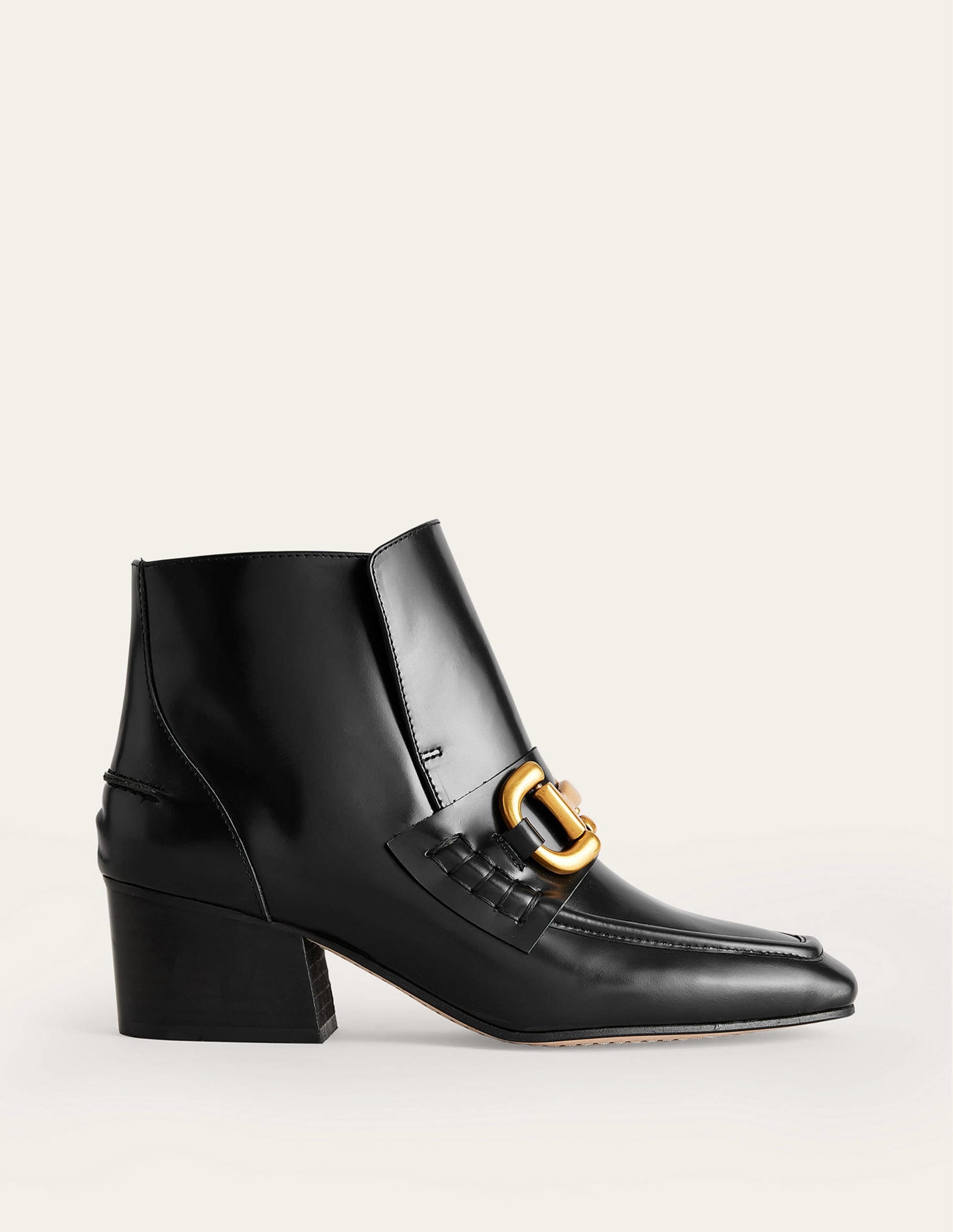 Snaffle-Trim Ankle Boots-Black Leather - Image 2