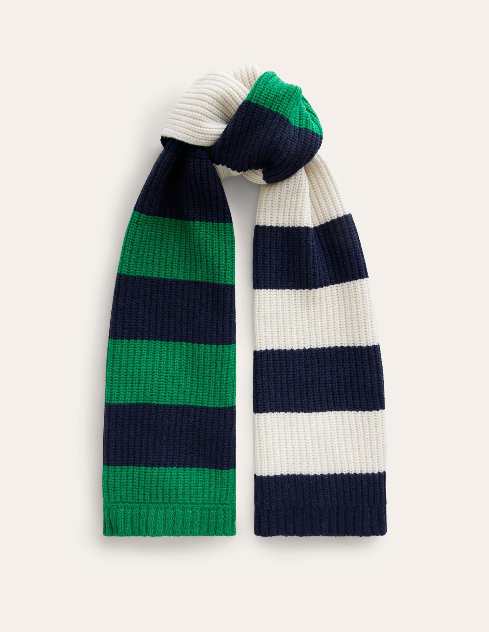 Hotch Potch Scarf-Navy, Veridian Green and Ivory - Image 2