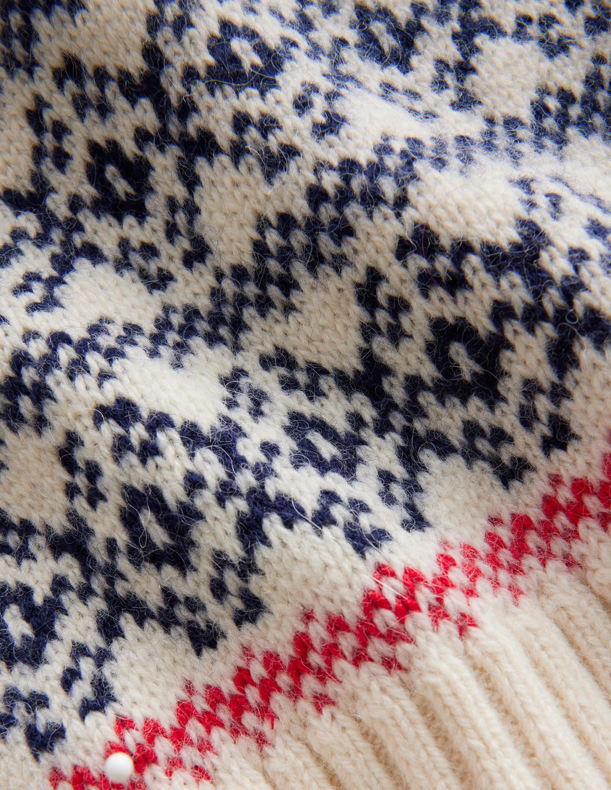 Fair Isle Wool Scarf-Navy/ Oatmeal Fairisle-3