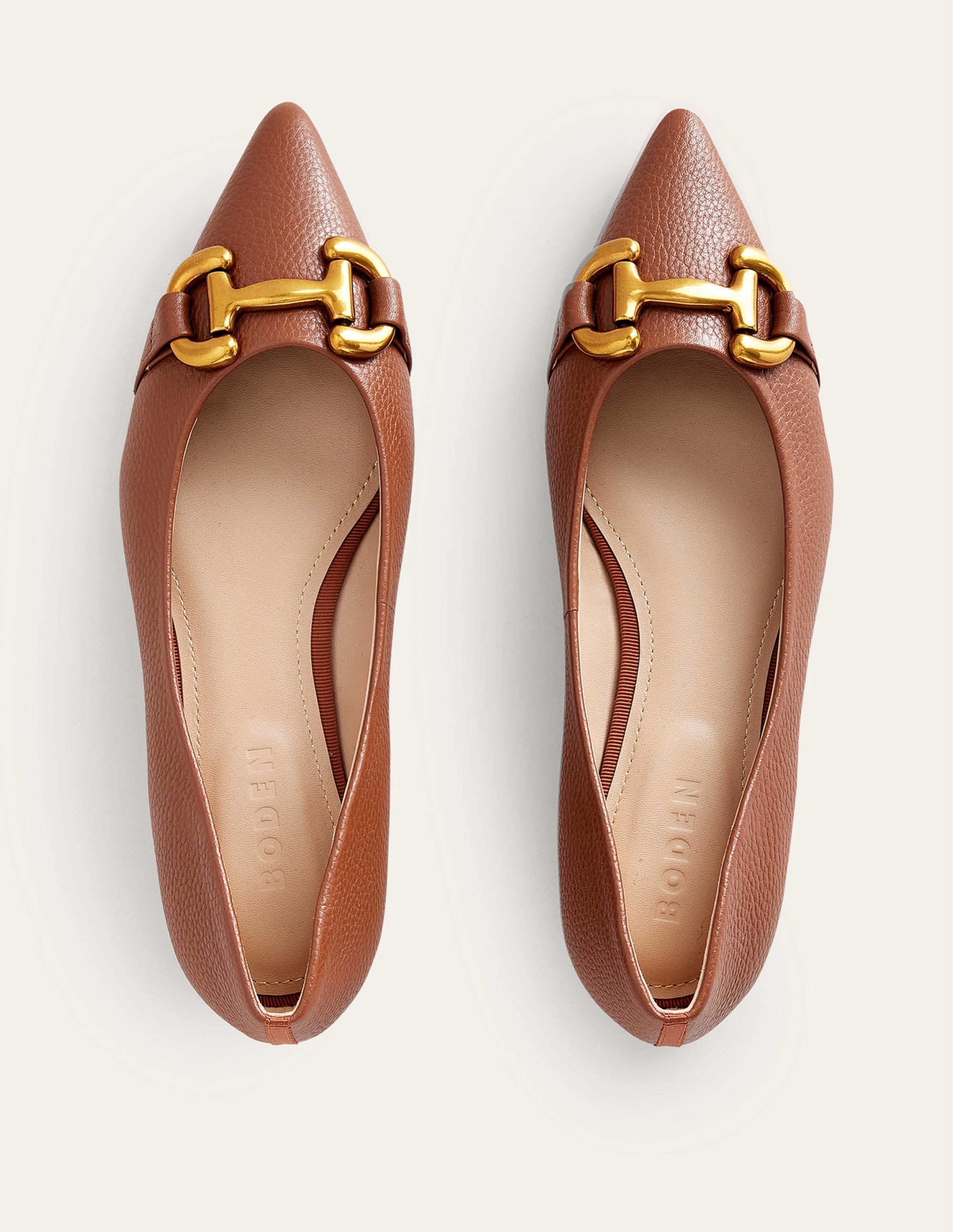 Iris Snaffle Ballet Flat-Tan Tumbled Leather - Image 5