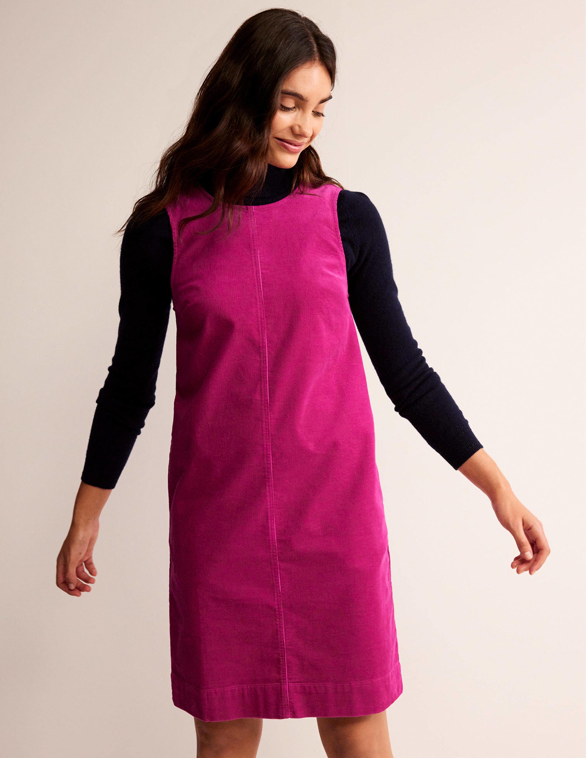 Evie Cord Shift Dress-Magenta - Image 1
