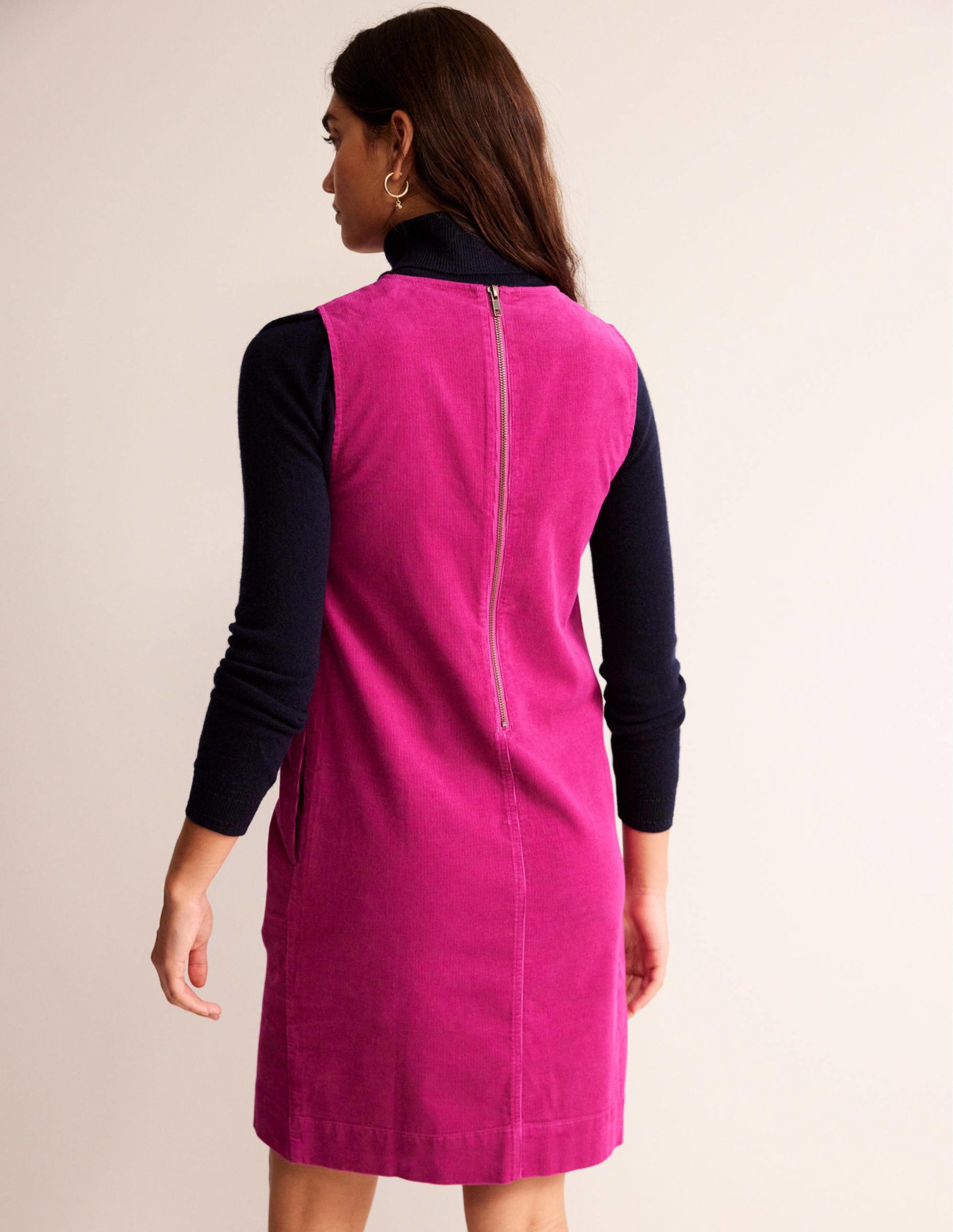 Evie Cord Shift Dress-Magenta-3