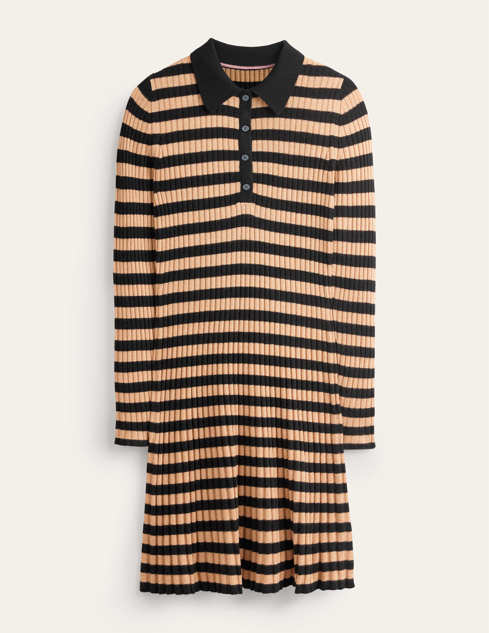 Mini Collared Dress-Black and Camel - Image 5