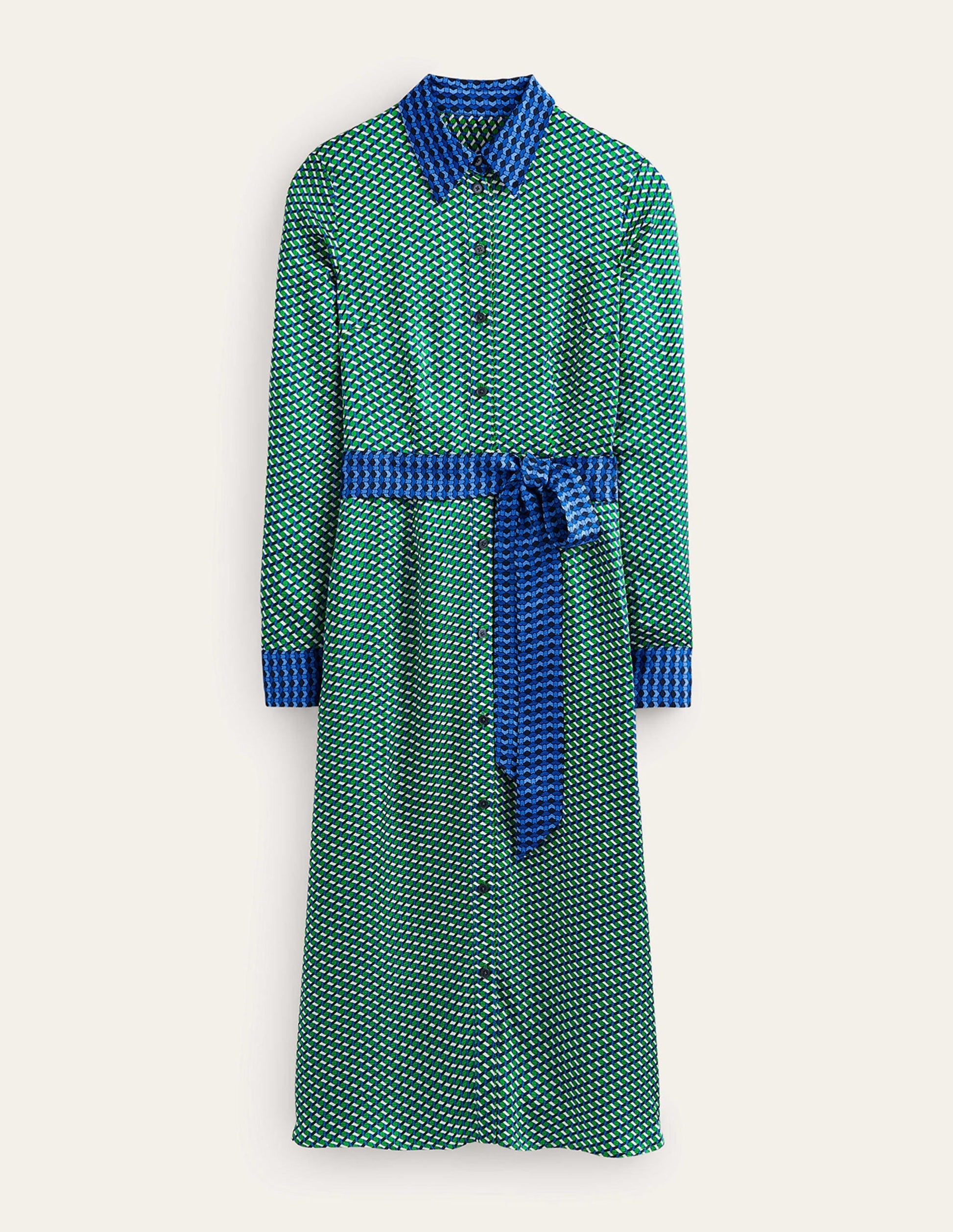 Kate Satin Shirt Dress-Bright Green, Geo Daze-10