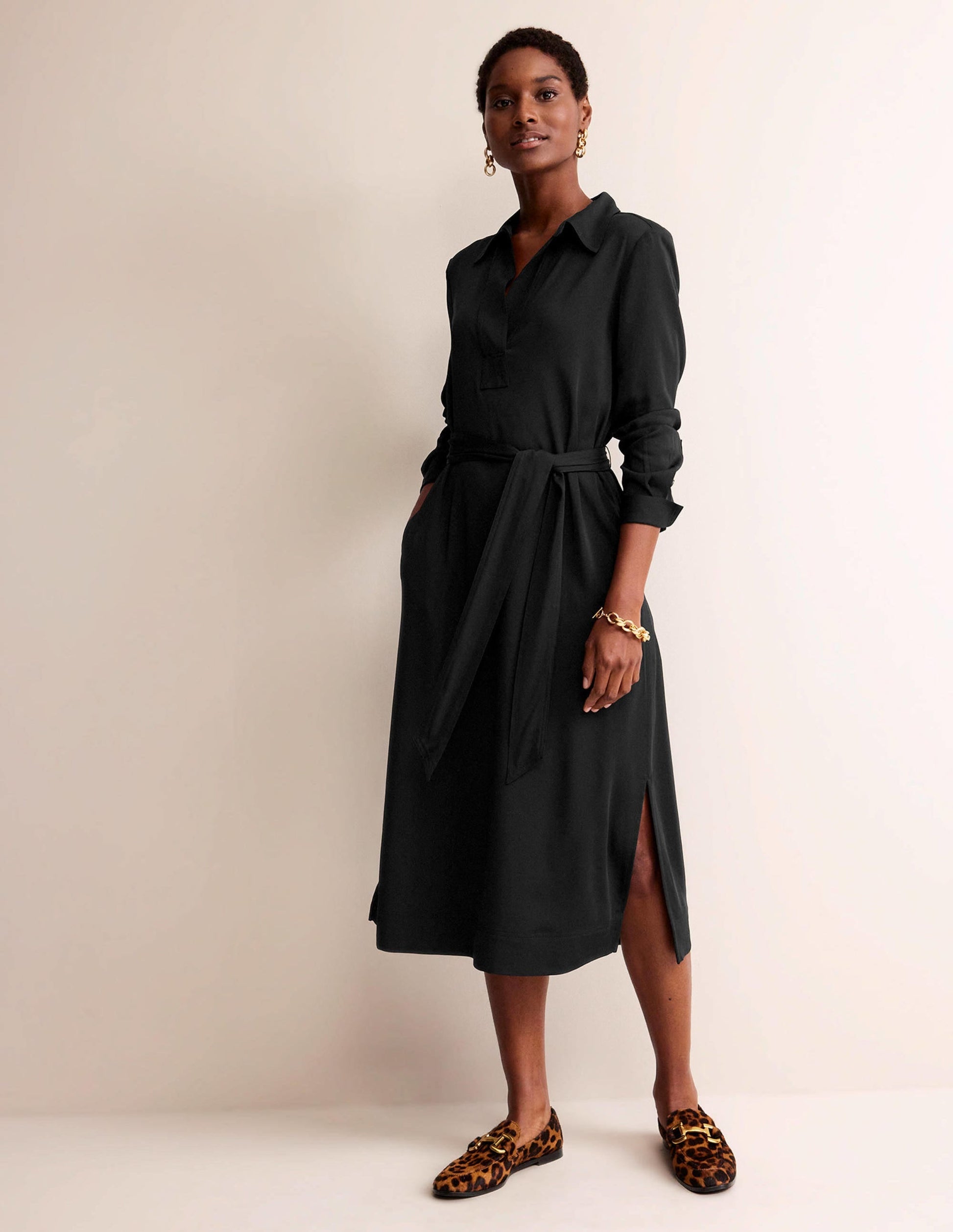 Clean Midi Pop Over Dress-Black-1