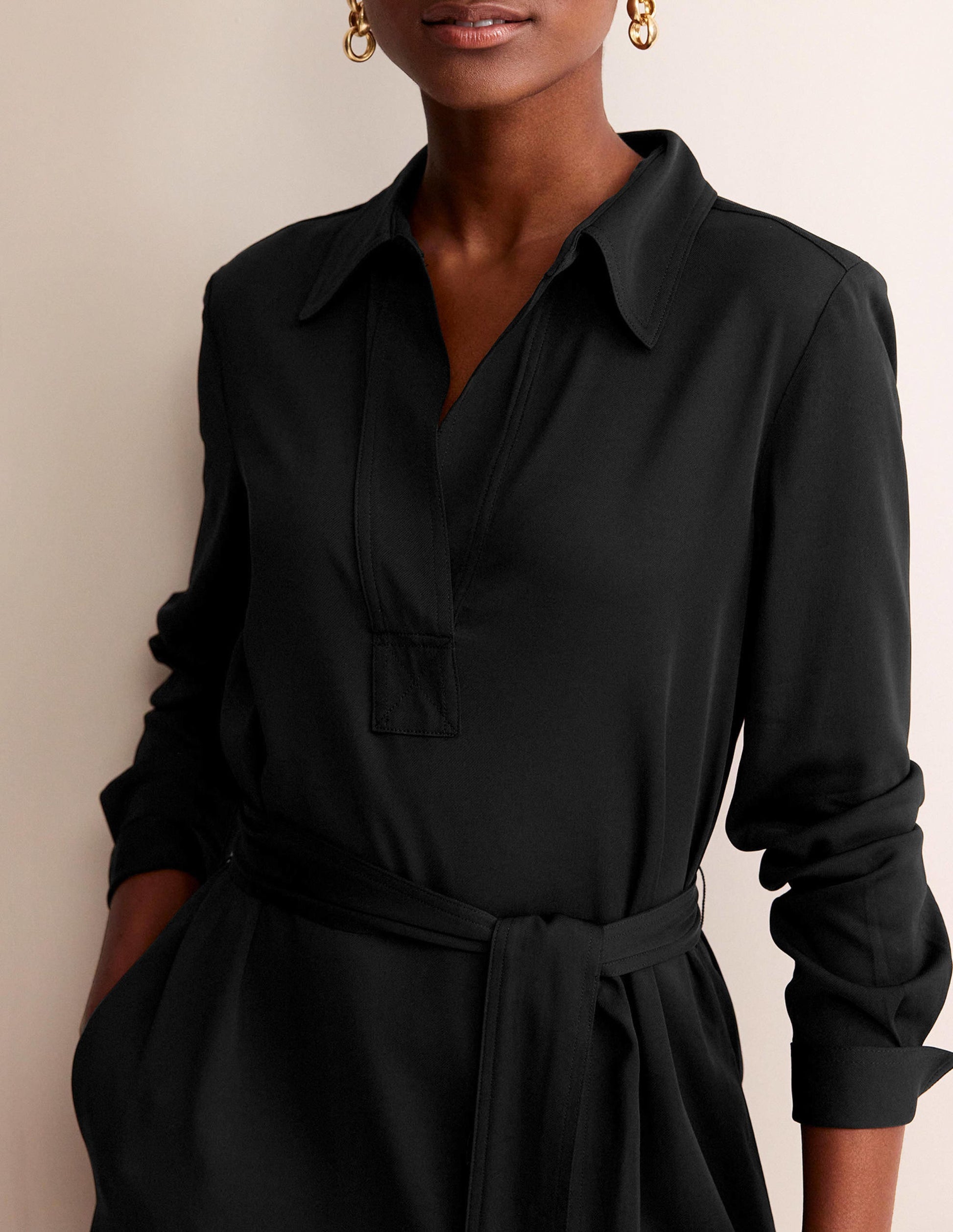Clean Midi Pop Over Dress-Black-2