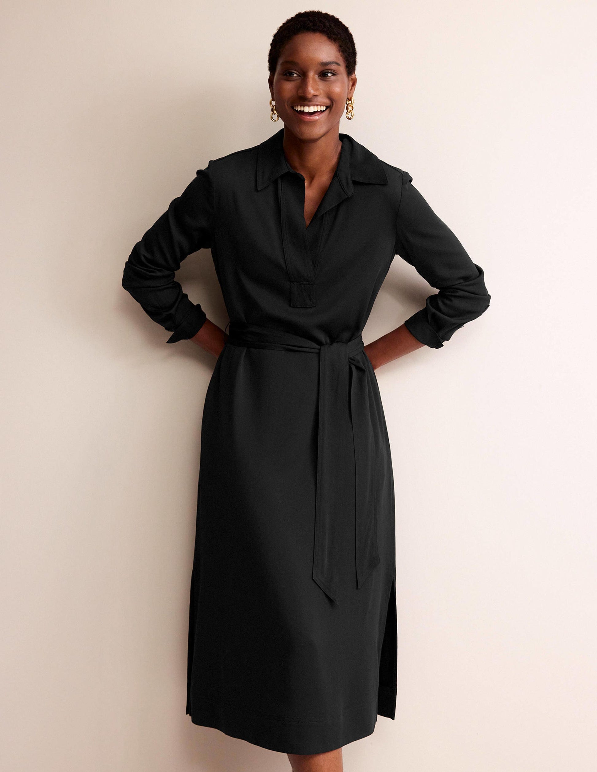 Clean Midi Pop Over Dress-Black-4