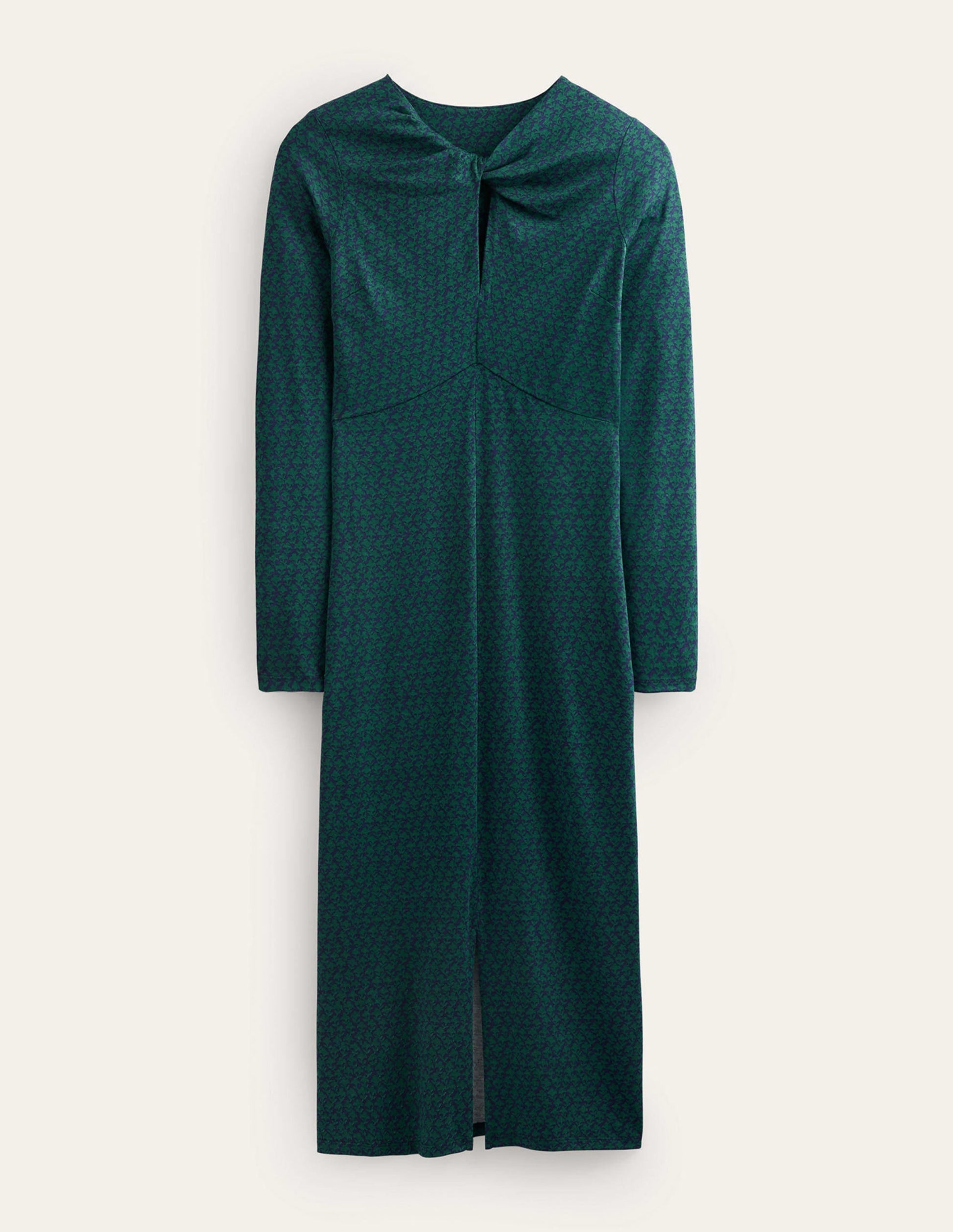 Empire Knot Midi Dress-Emerald Night, Lily Sprig-7