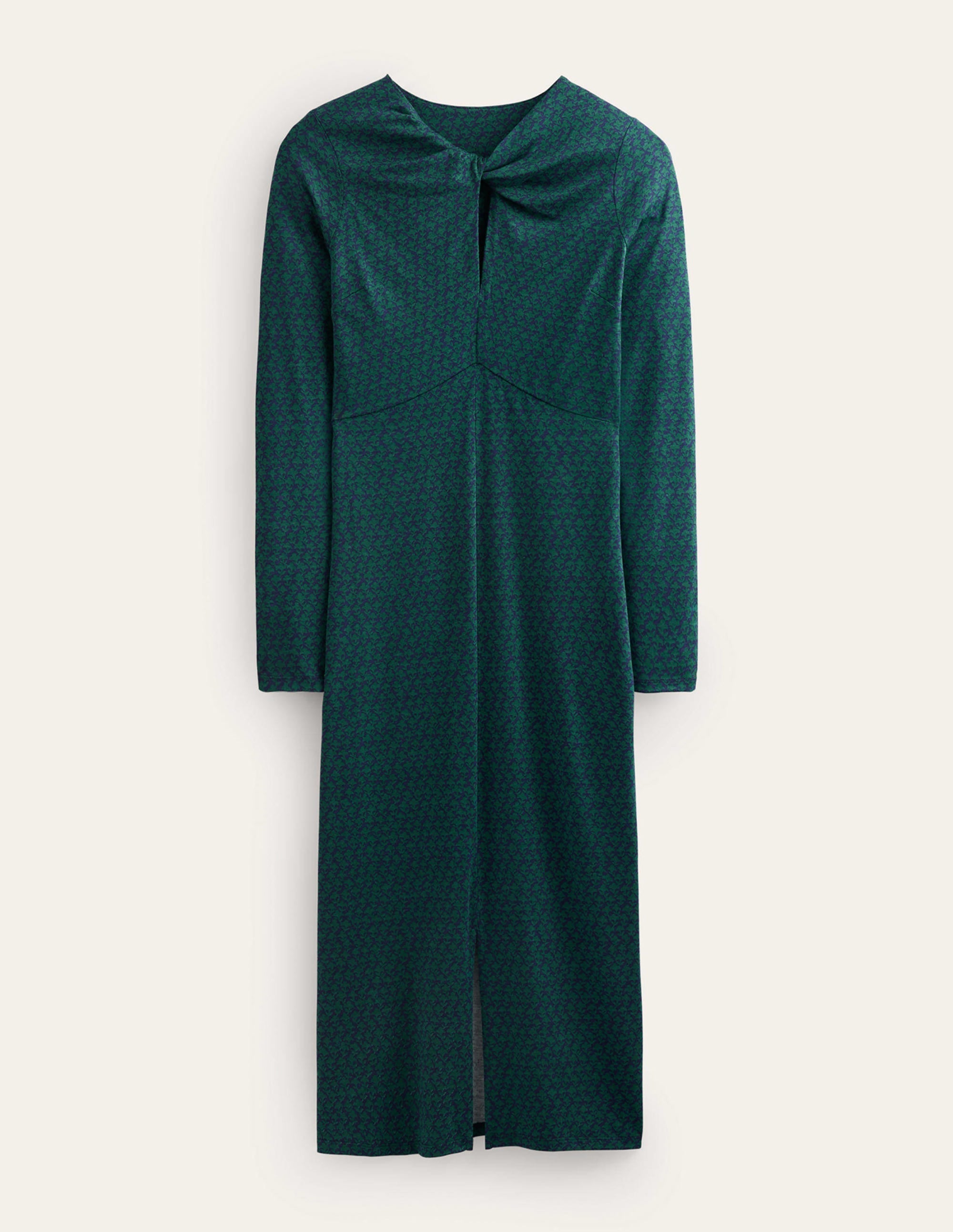 Empire Knot Midi Dress-Emerald Night, Lily Sprig - Image 7