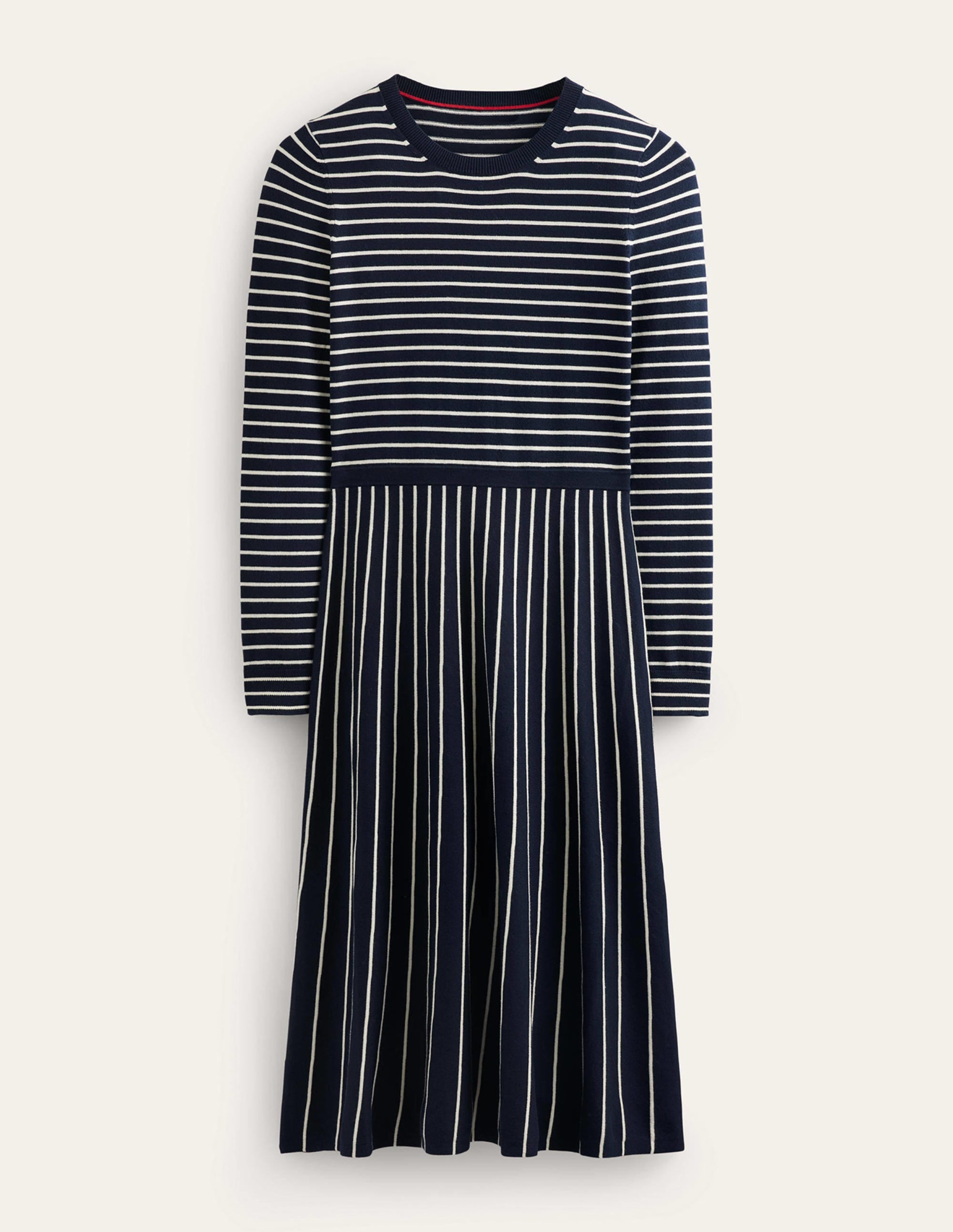 Maria Knitted Midi Dress-Navy and Ivory - Image 10