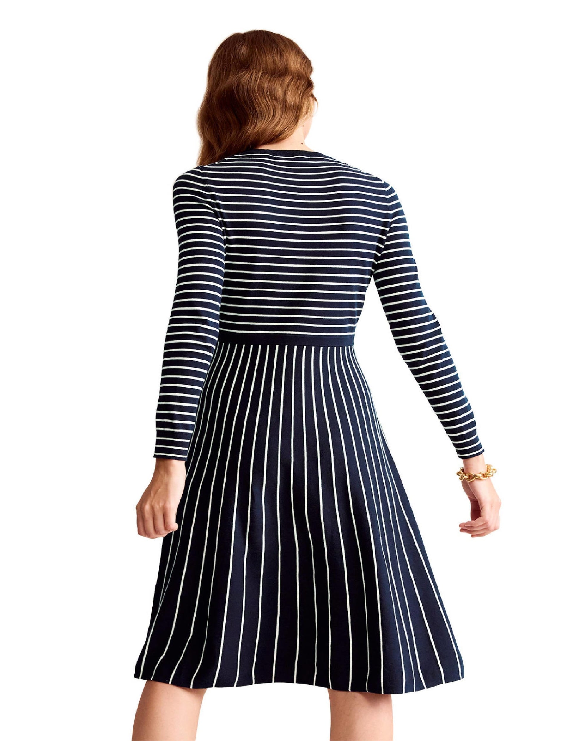 Maria Knitted Midi Dress-Navy and Ivory-7
