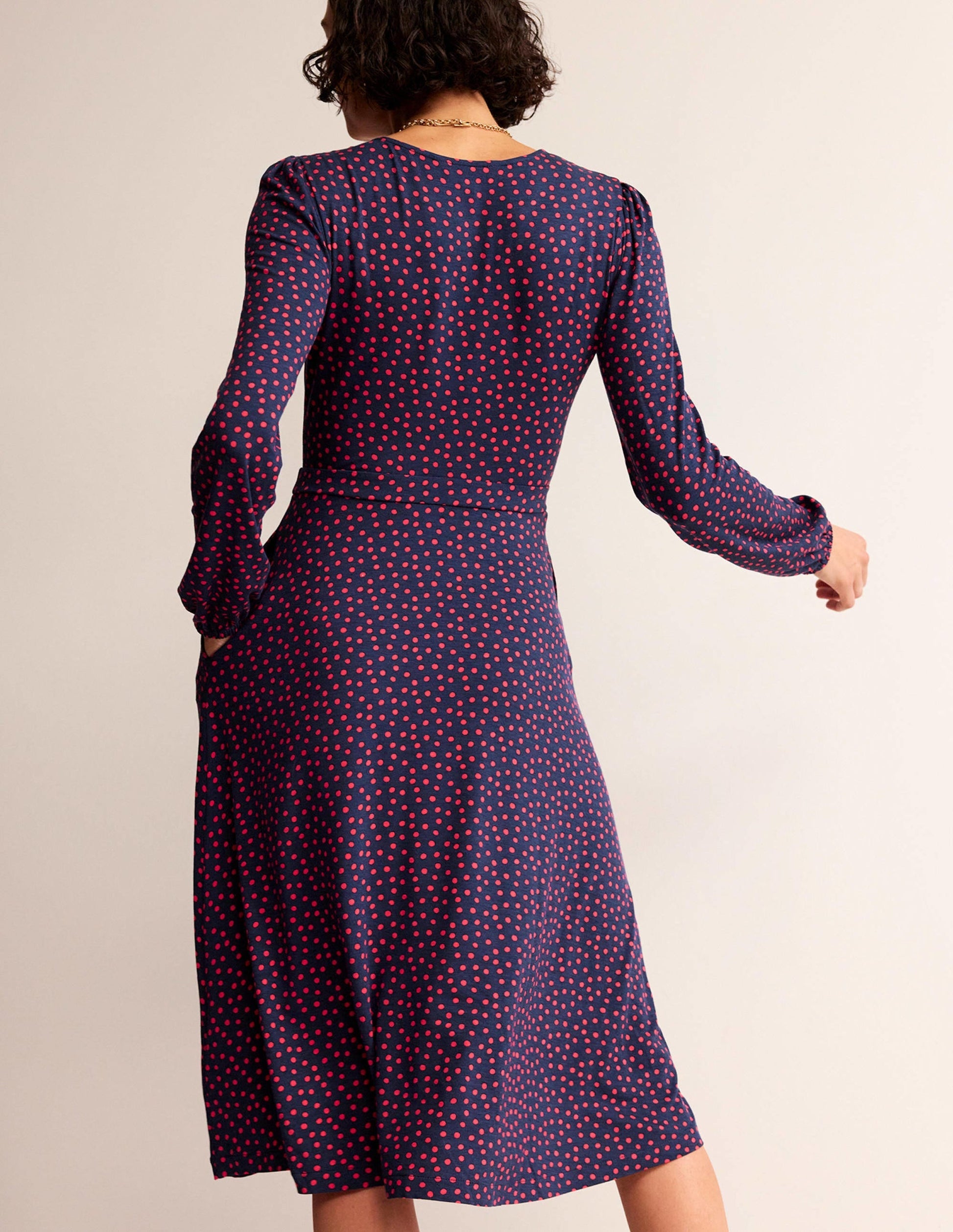 Camille Jersey Midi Dress-Pop Peony, Abstract Dot-3