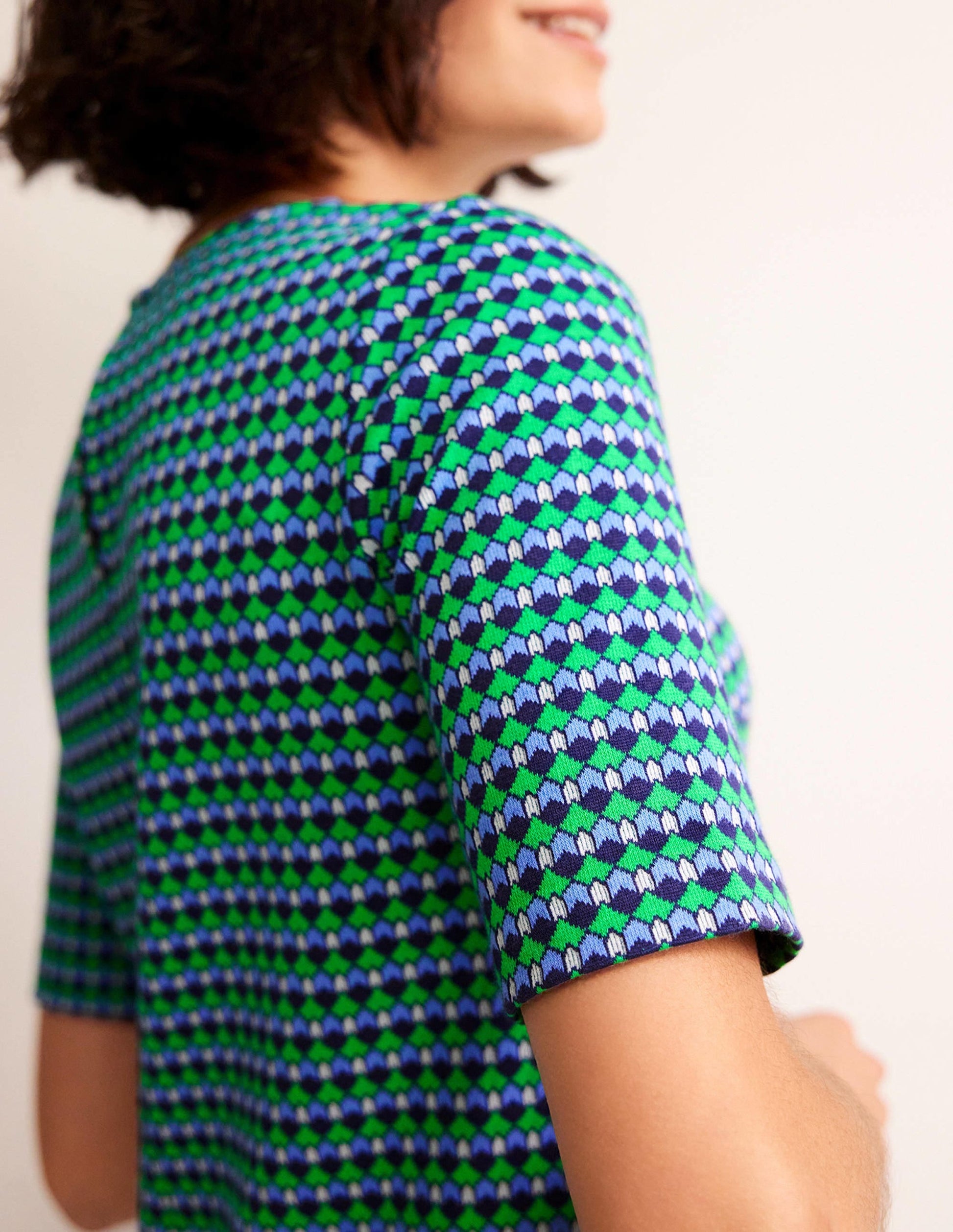 Ivy Jacquard Jersey Dress-Bright Green, Terrace Geo-2