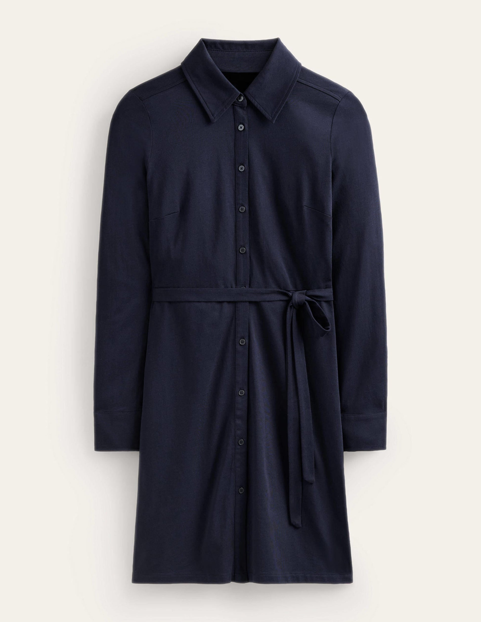 Jessie Jersey Shirt Dress-Navy-5