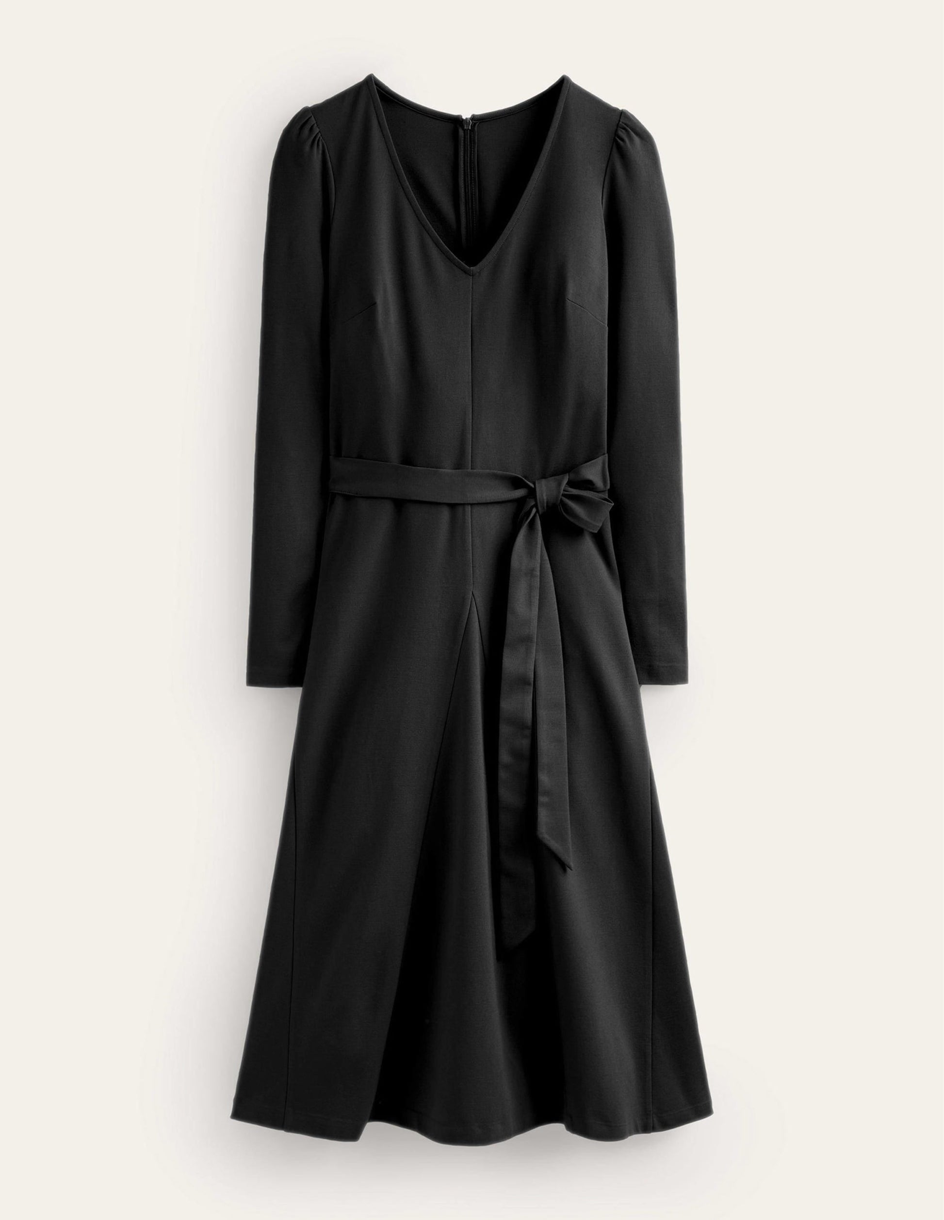Bella Ponte V-Neck Midi Dress-Black-5