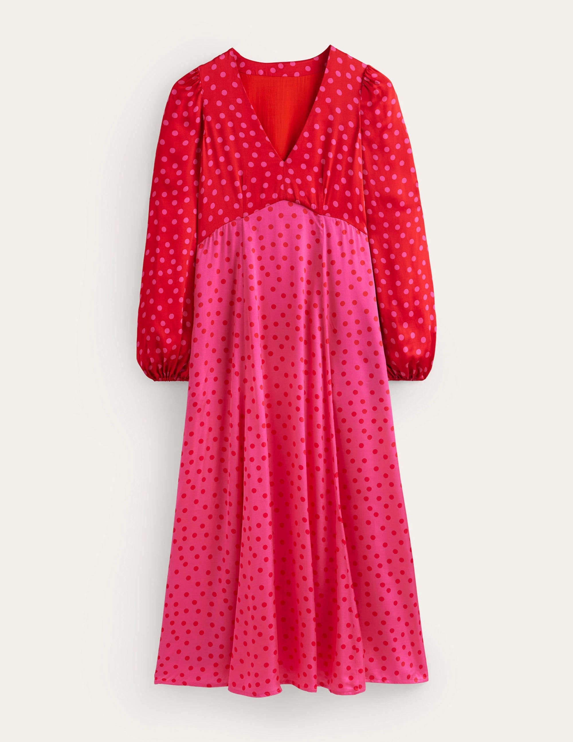 Blouson Sleeve Midi Tea Dress-Salsa, Dotty Spot - Image 6