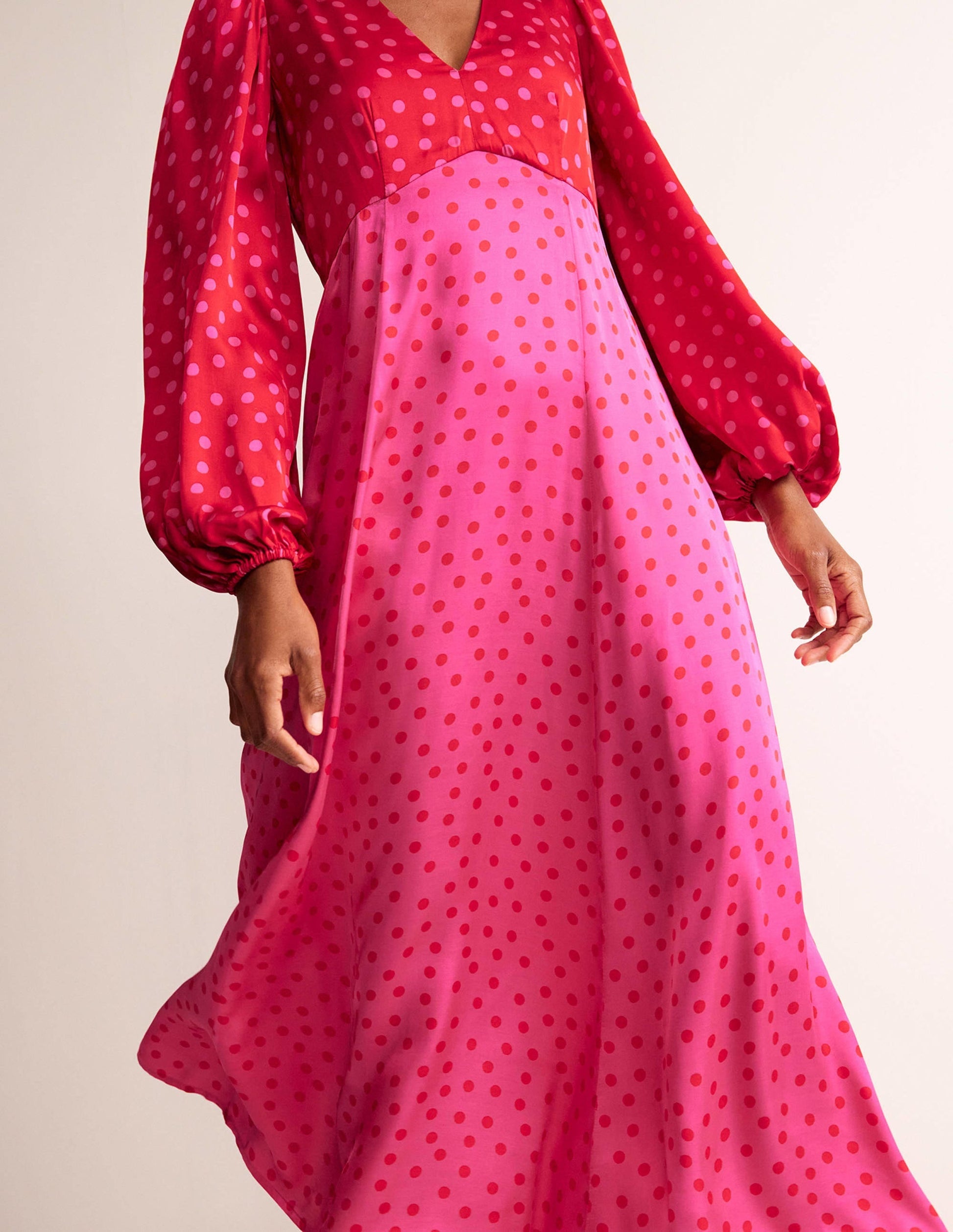 Blouson Sleeve Midi Tea Dress-Salsa, Dotty Spot-2