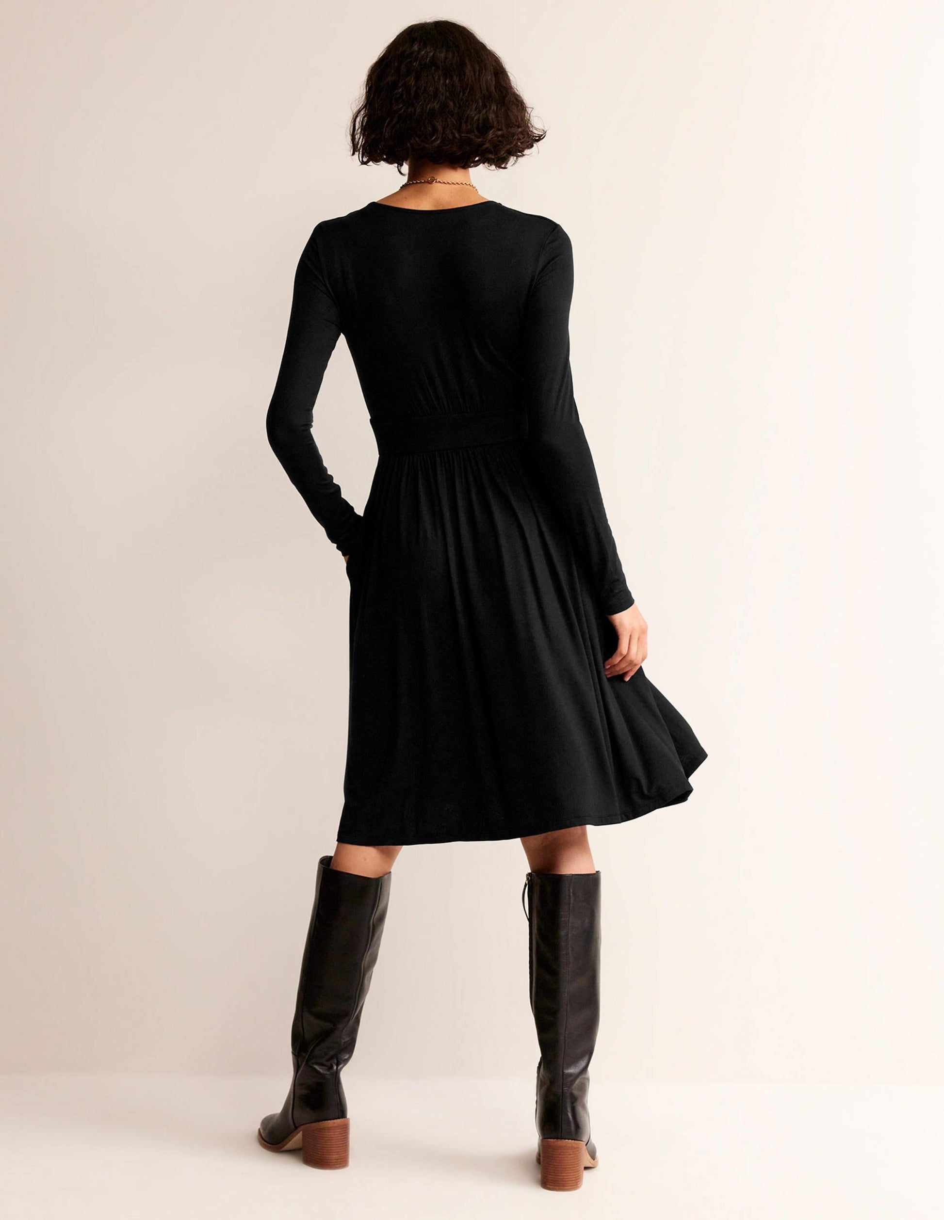 Thea Short Jersey Dress-Black-3