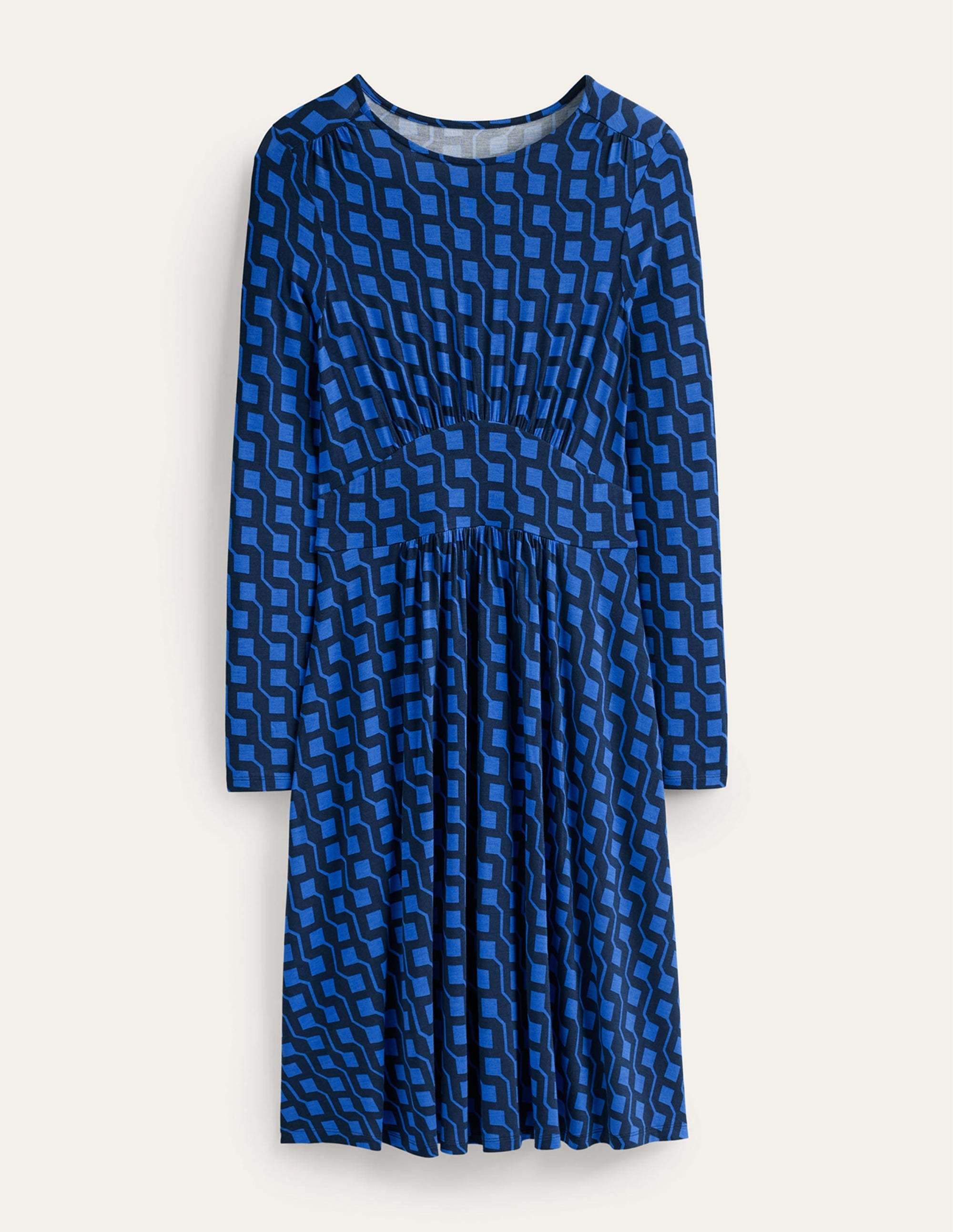 Thea Short Jersey Dress-Bright Cobalt, Cube Geo - Image 5