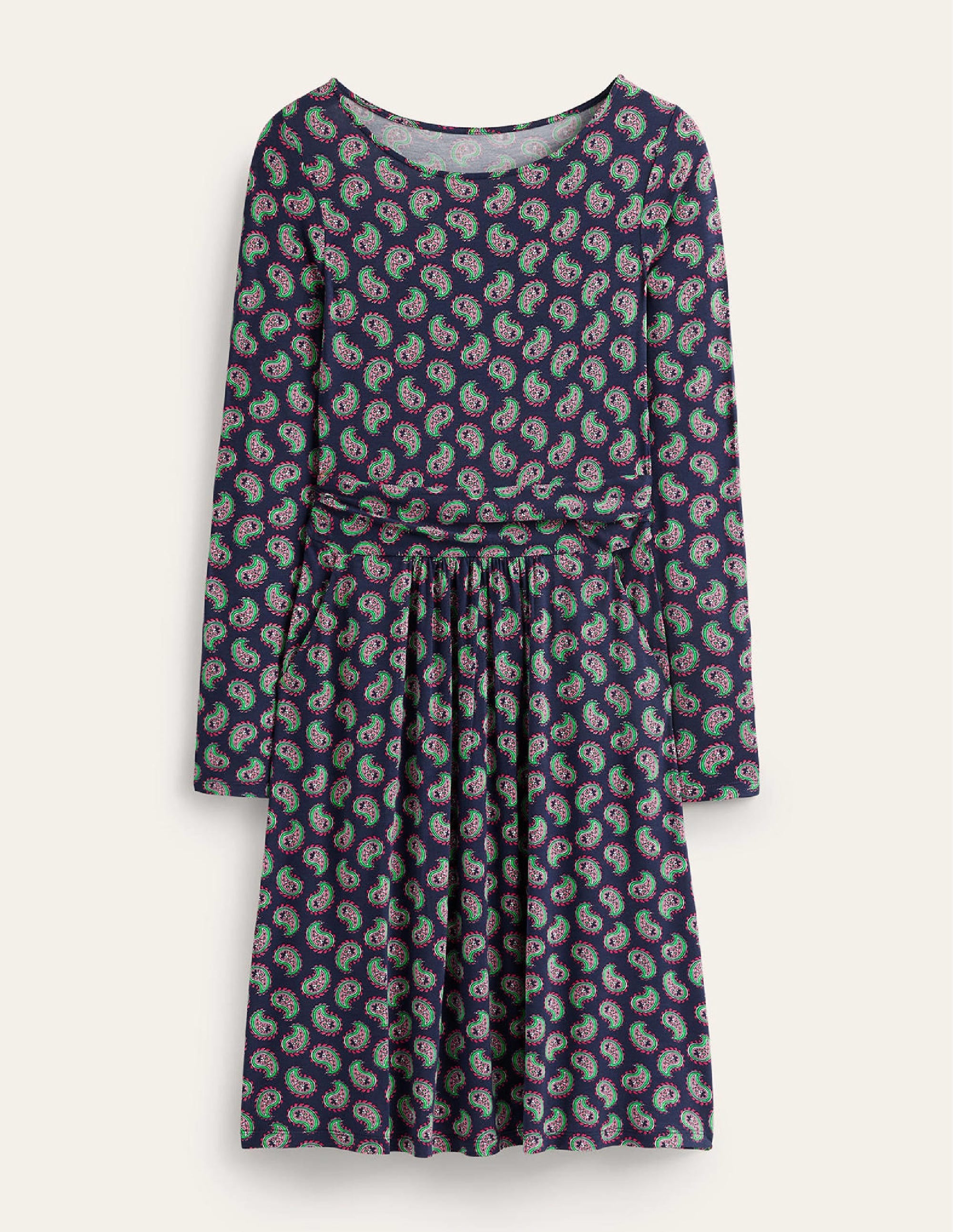 Abigail Jersey Dress-Navy, Paisley Bunch - Image 5