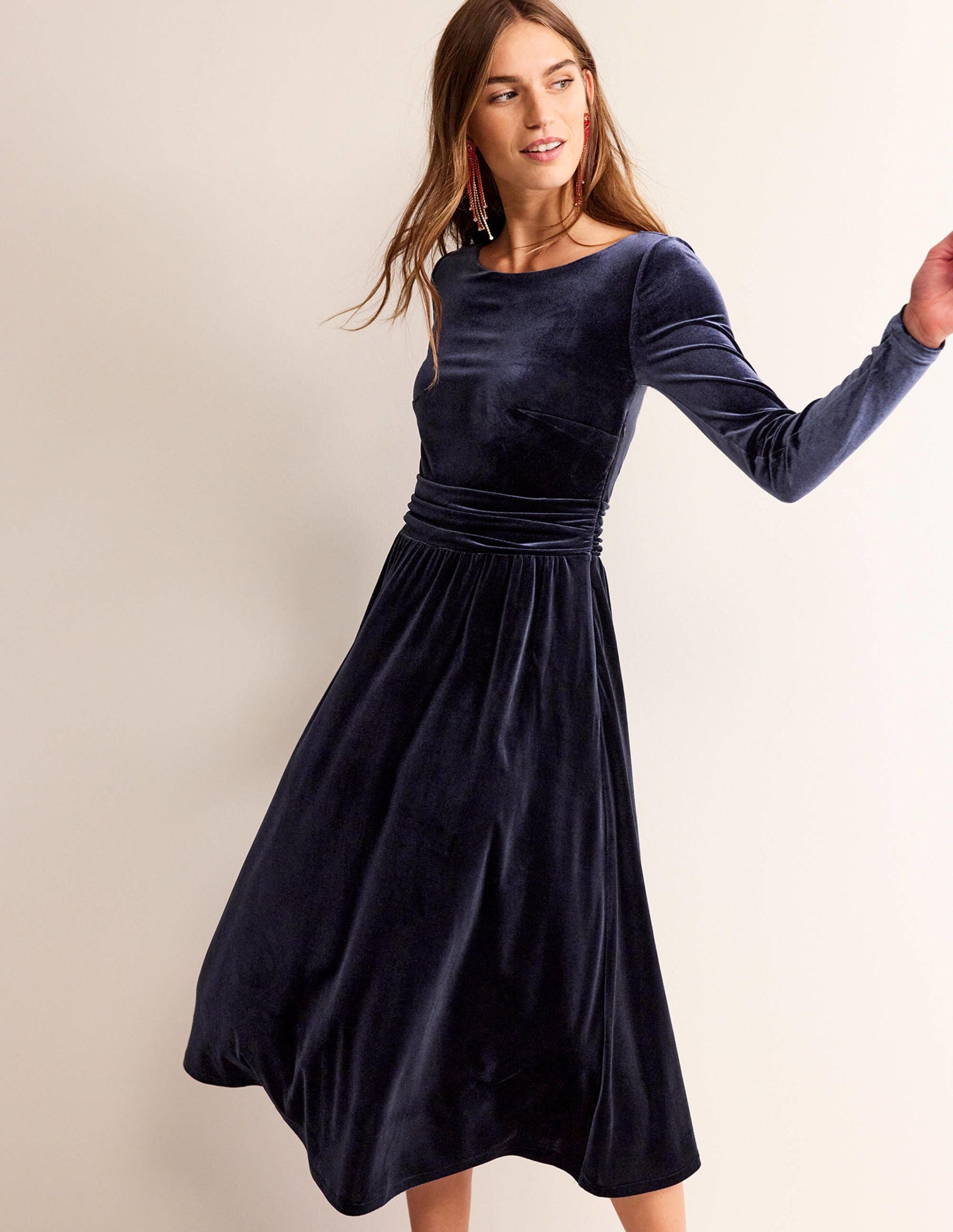 Navy Lois Velvet Dress-Navy-1