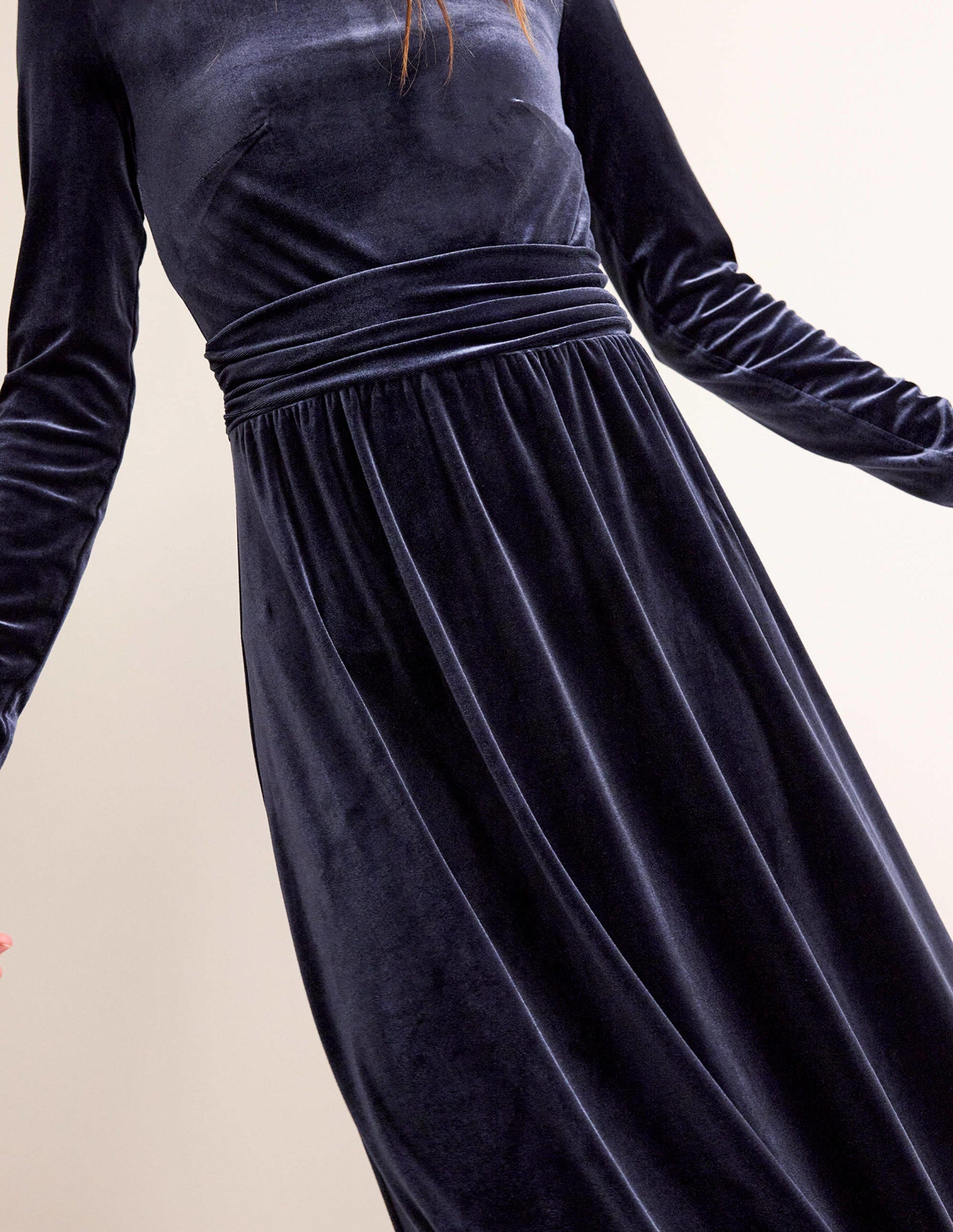 Navy Lois Velvet Dress-Navy-2