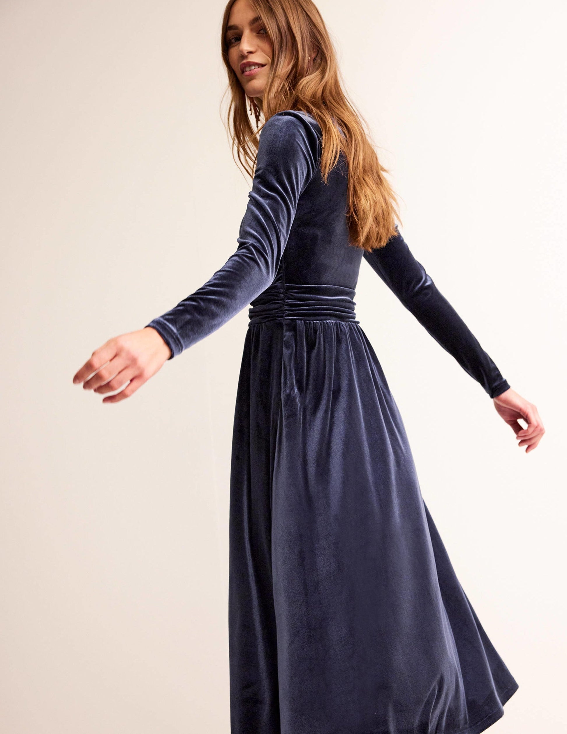 Navy Lois Velvet Dress-Navy-3