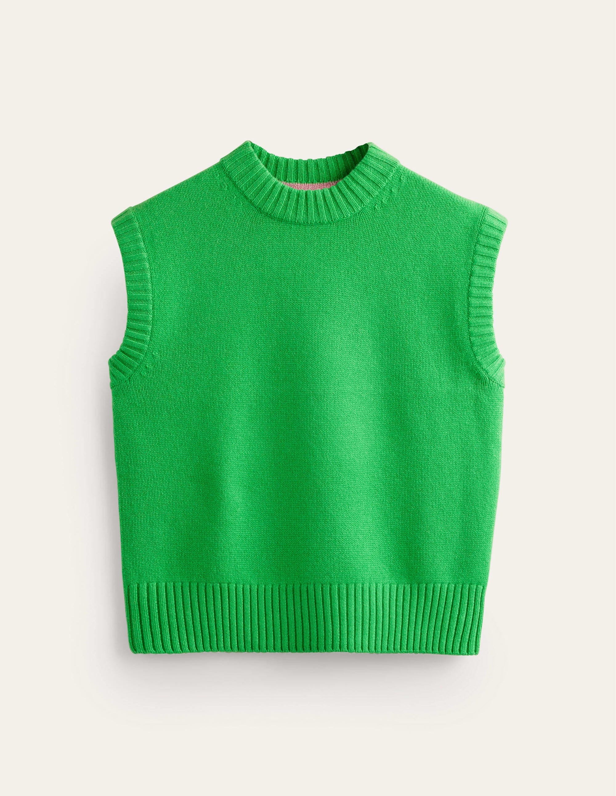 Chunky Cashmere Crew Neck Tank-Pigment Green - Image 6