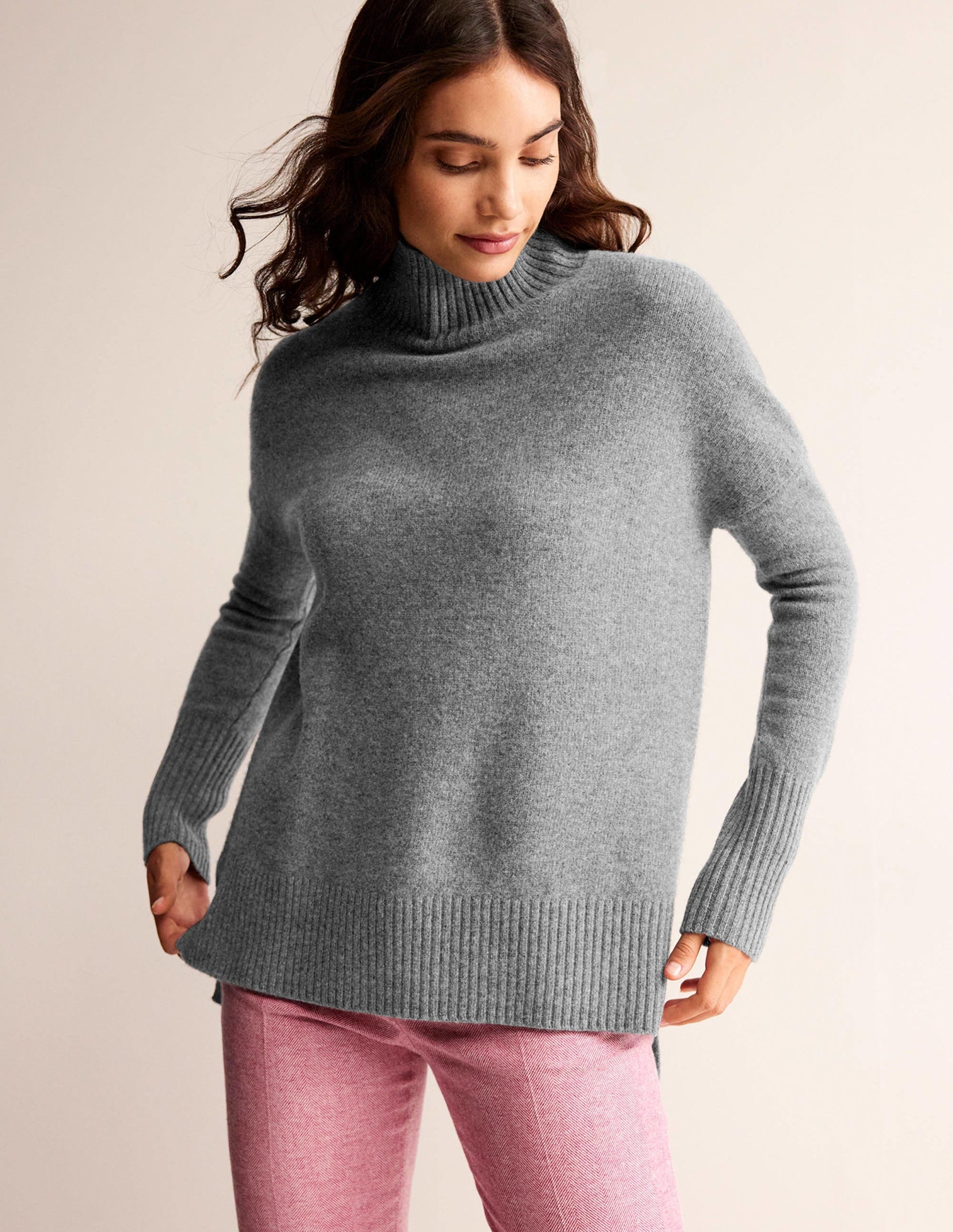 Jessica Oversized Jumper-Light Charcoal Melange-1