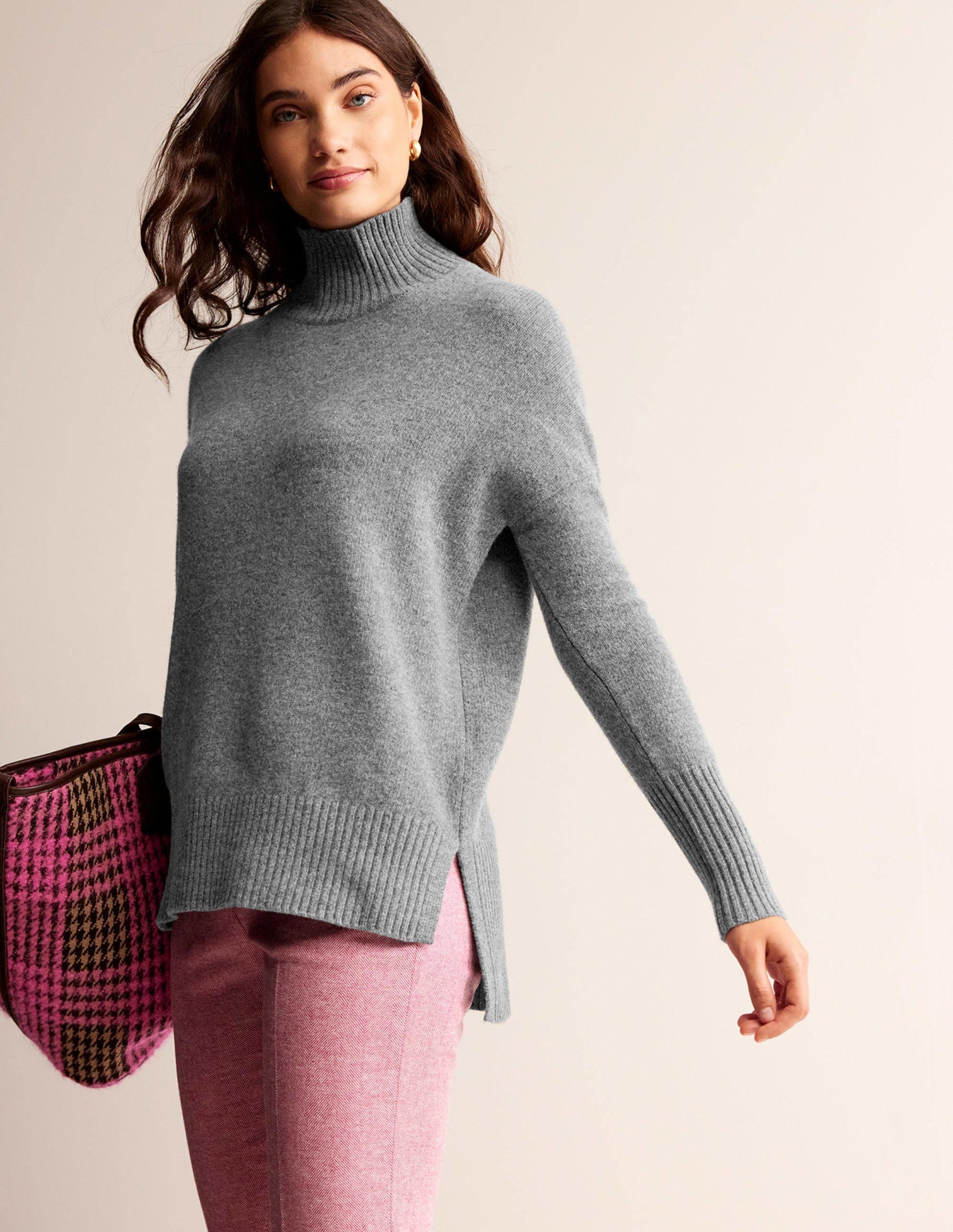 Jessica Oversized Jumper-Light Charcoal Melange-4