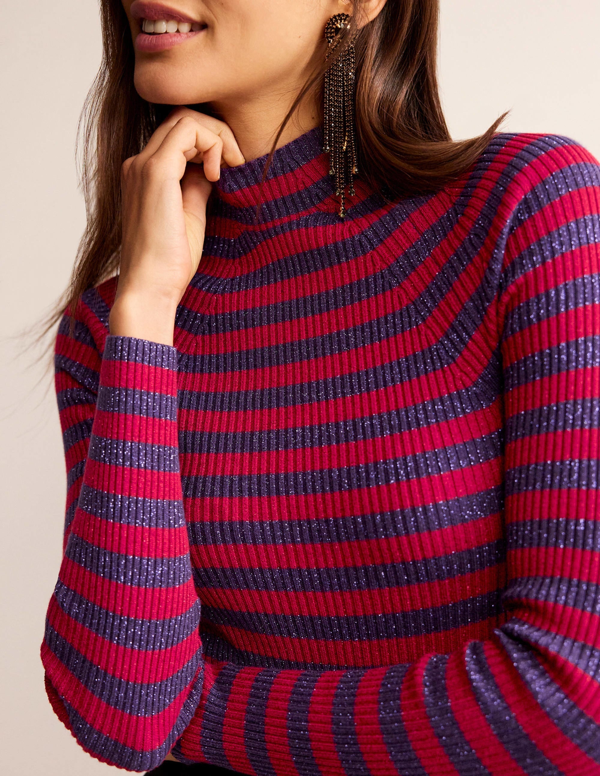 Matilda Sparkle Jumper-Rich Violet and Dark Red - Image 2